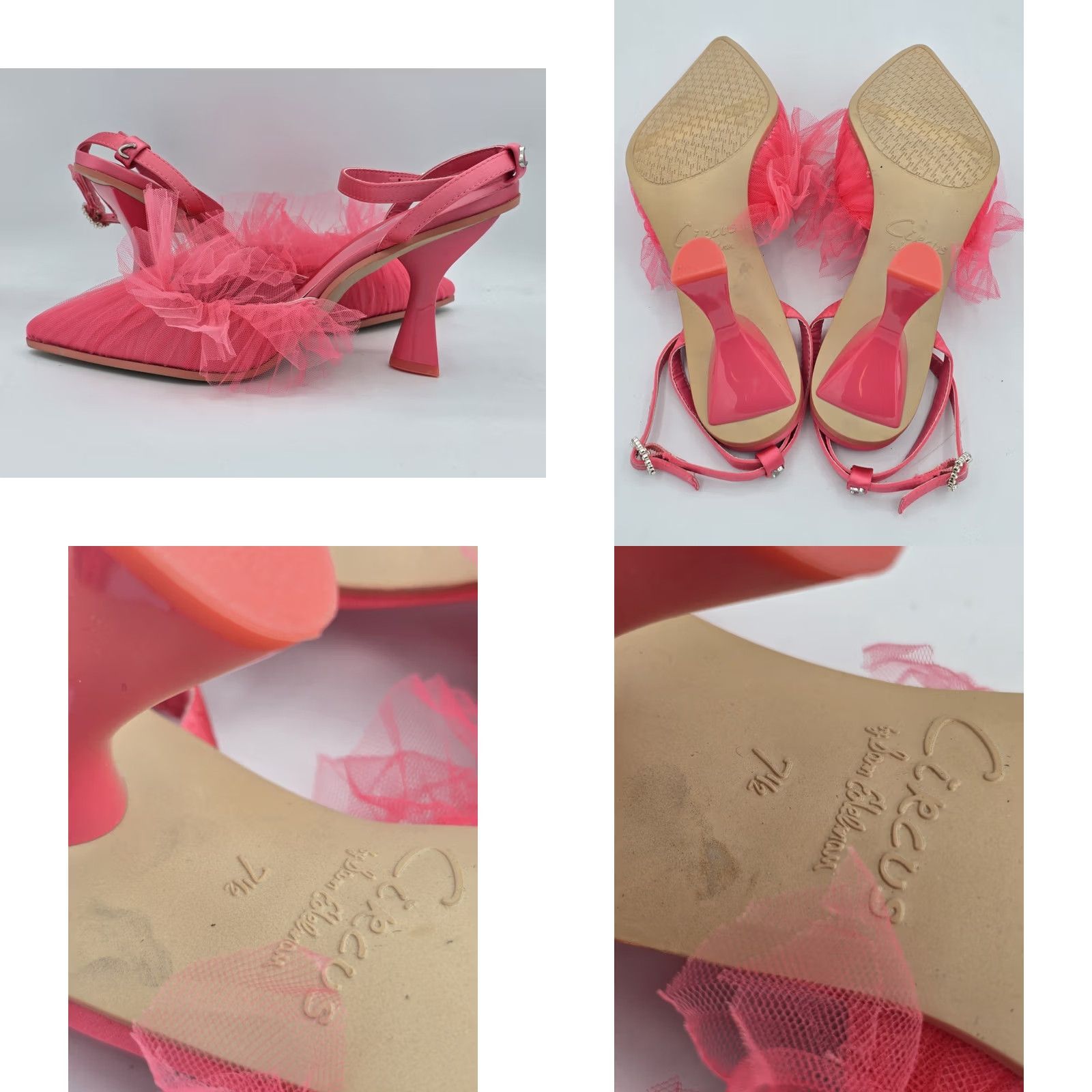 Vintage Circus NY by Sam Edelman Michelle Heeled Pumps Pointed Toe 7.5 M Punk Pink Sandal Women Slide Punk Pink 7.5 Mens Womens Girls Boys Size US 8 / IT 38 - 8 Thumbnail
