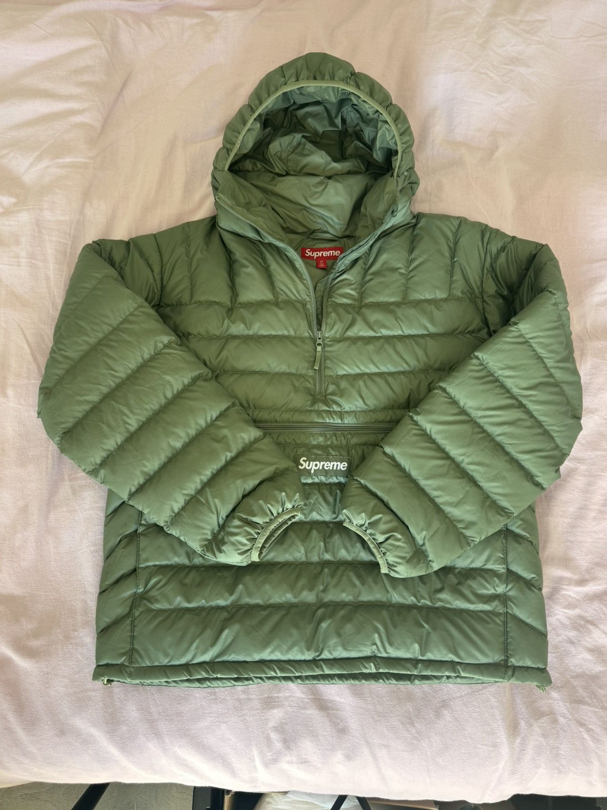 Supreme Micro Down Medium Half Zip Hooded Pullover Olive