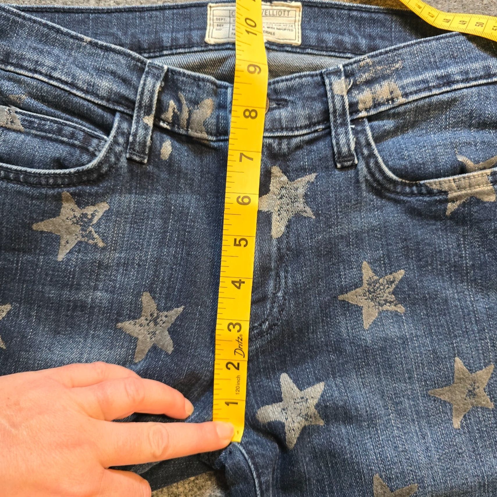 Vintage Current/Elliott Jeans Womens Size 27 Blue Slim Cropped Straight Stars Raw Hem Jeans Size 27" / US 4 / IT 40 - 6 Thumbnail