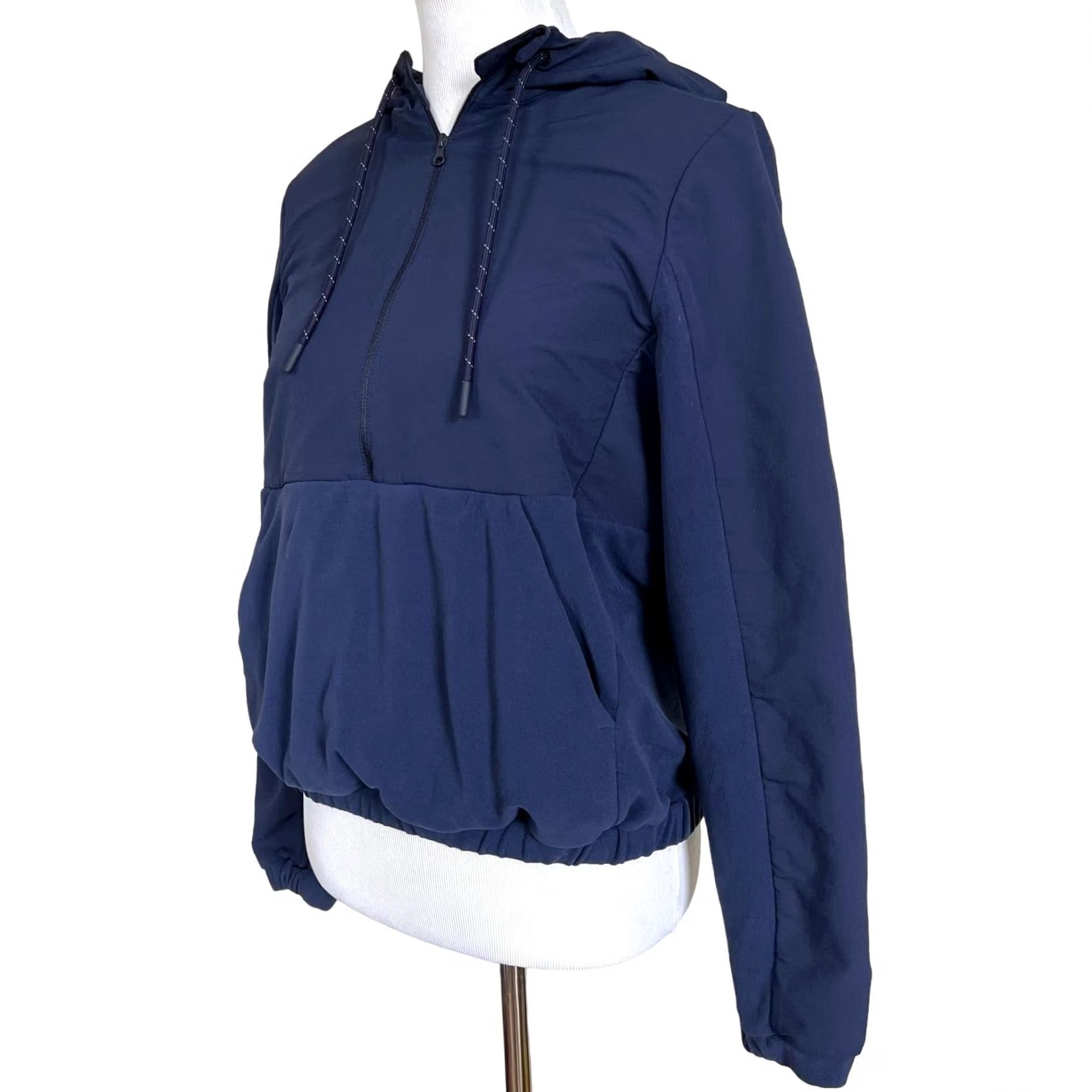 Vintage LNDR Womens Hoodie Pullover Blue Half Zip Front Pocket Size S Sweatshirt Activewear Hooded Pockets Pullover 1/2 Zip Size S / US 4 / IT 40 - 2 Thumbnail