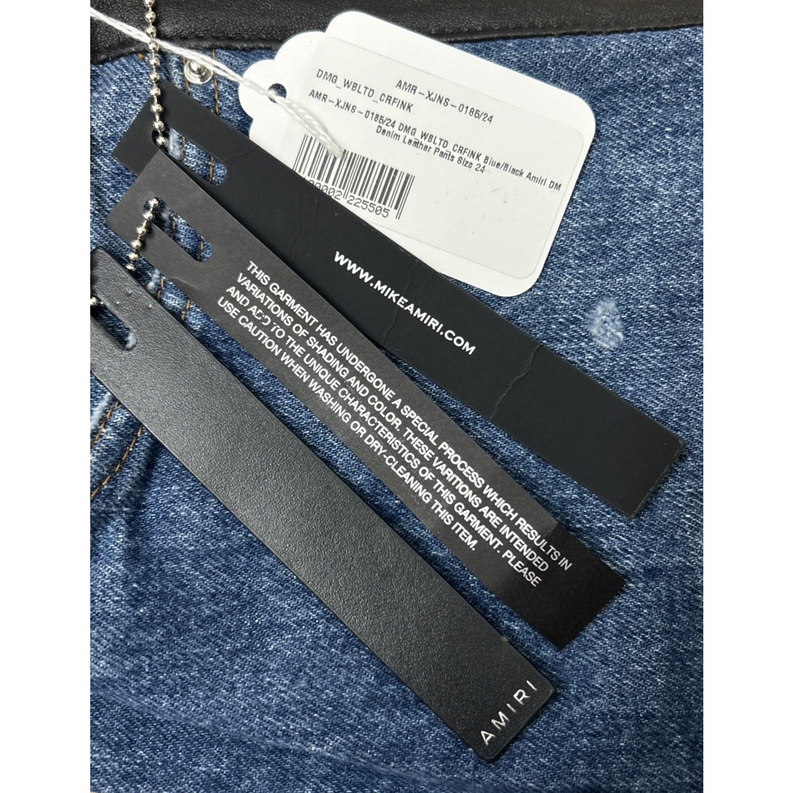 Amiri AMIRI Denim Leather Indigo/Black Distressed Jeans - Size 24 Size 24" / US 00 / IT 34 - 4 Thumbnail