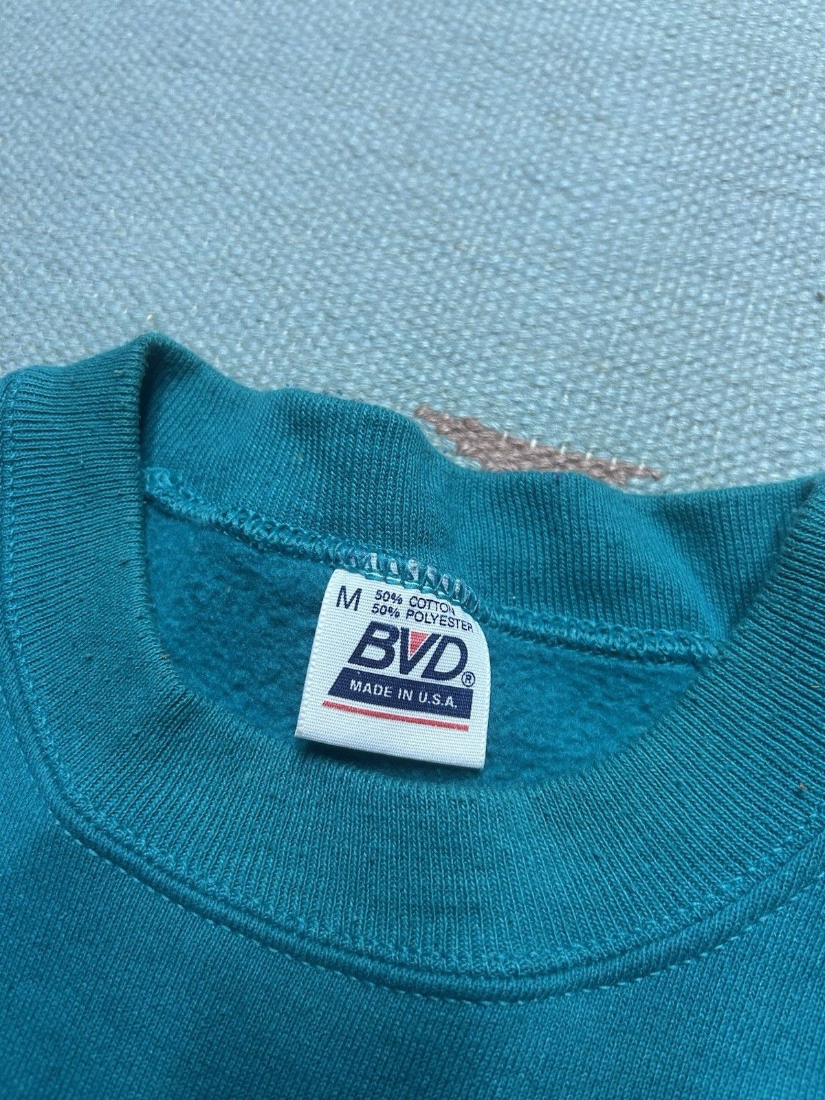 Vintage Vtg 80s crewneck sweatshirt BVD blank teal turquoise medium Size US M / EU 48-50 / 2 - 3 Thumbnail