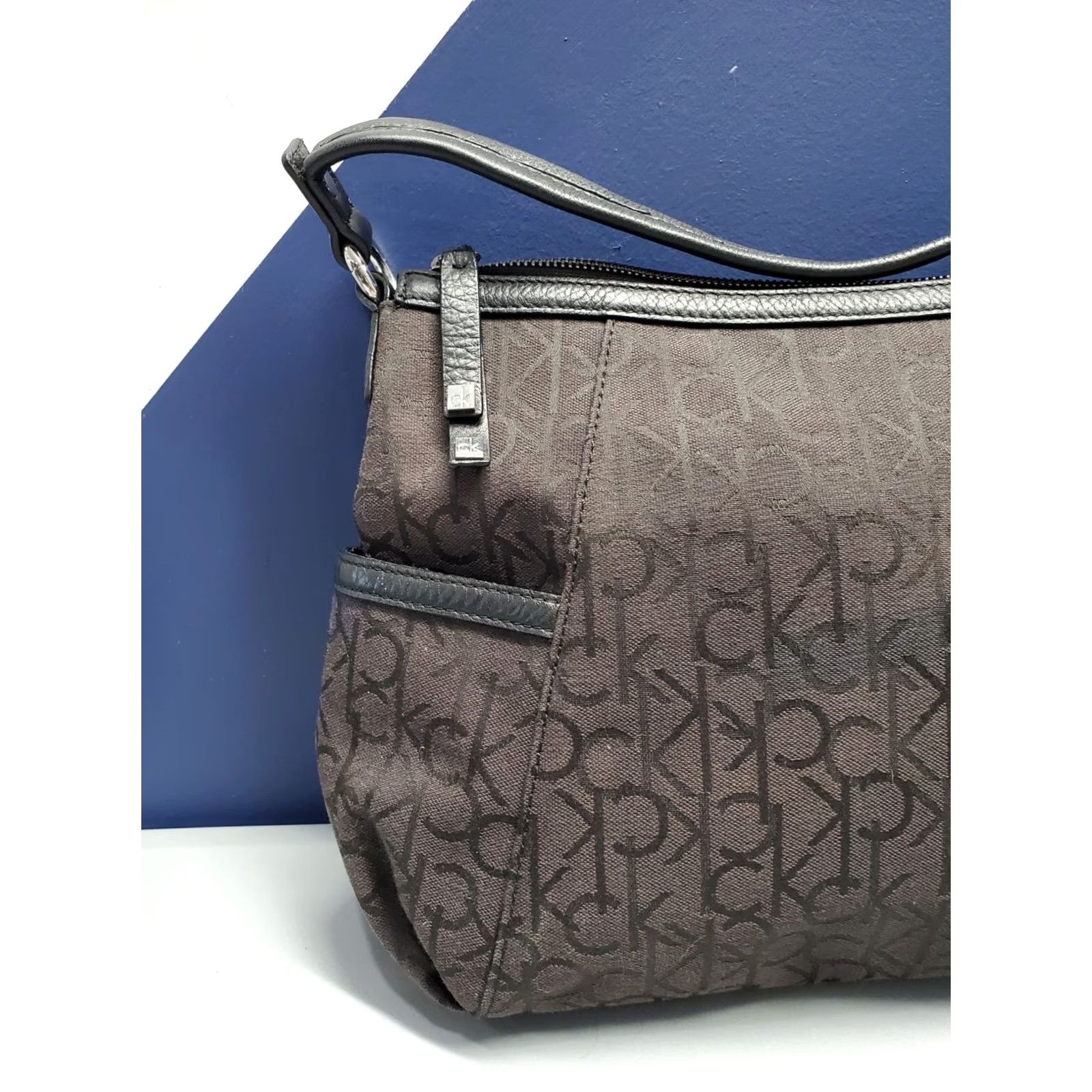 Calvin Klein Calvin Klein Hobo Bag Womens Black Canvas Shoulder Strap Silver Hardware Size ONE SIZE - 3 Thumbnail