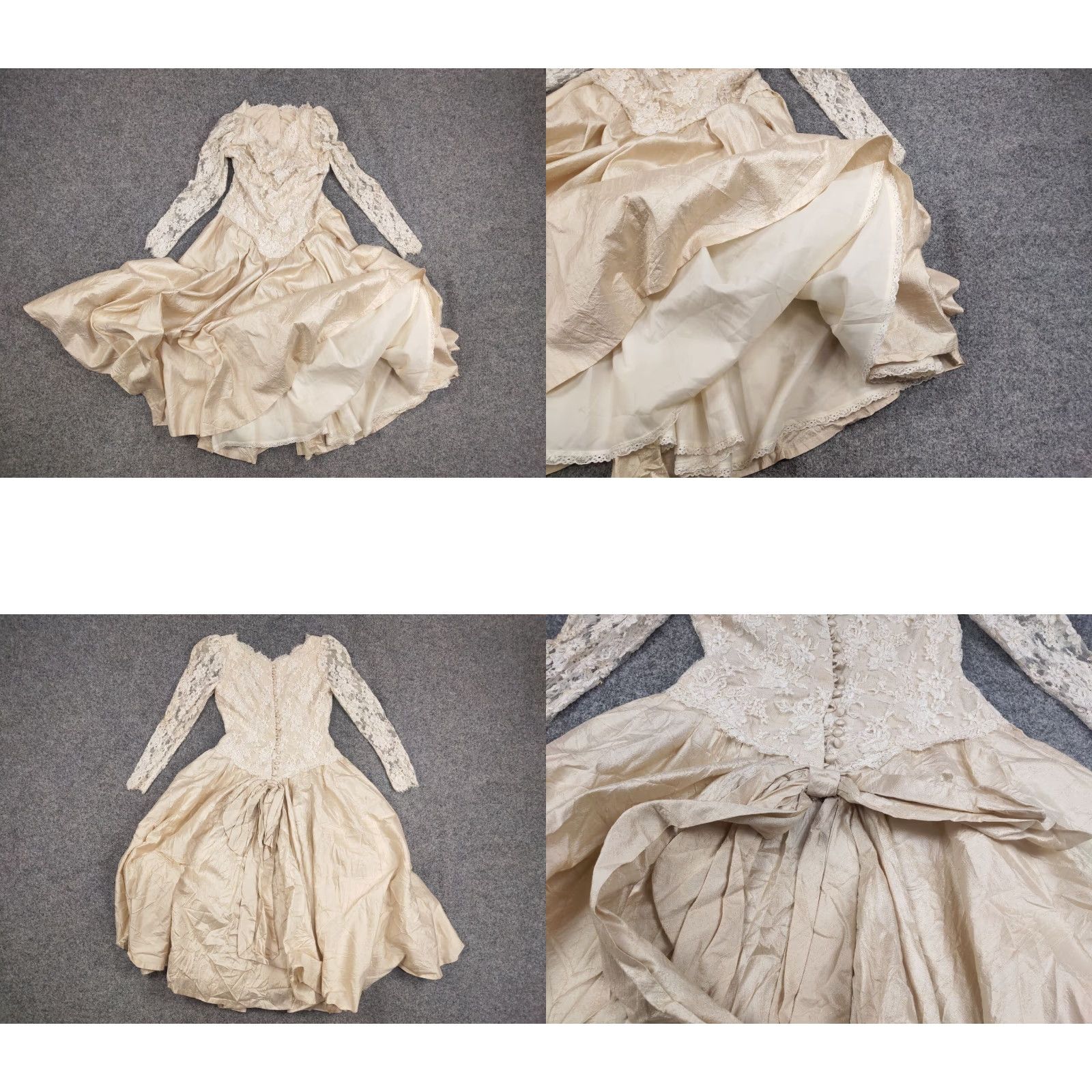 Vintage VINTAGE Phun Shirts lace Dress Button made in usa Shirt Dress M/L Beige 80s wedding style Women's Size M / US 6-8 / IT 42-44 - 9 Thumbnail