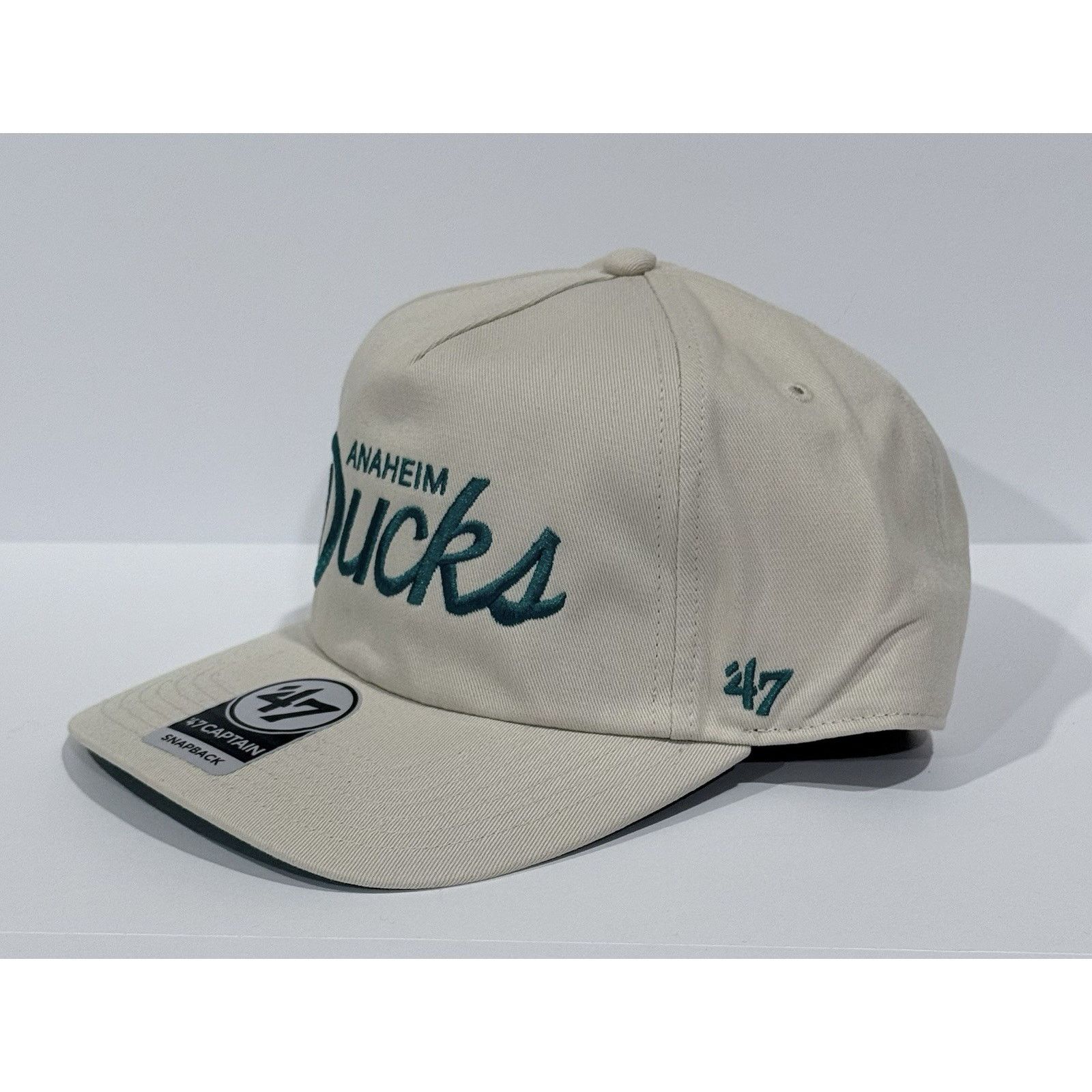 47 Brand 47 Anaheim Ducks Captain Hat Cream Green NHL Adjustable Cap Size ONE SIZE - 2 Thumbnail