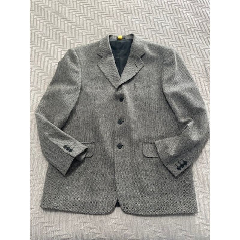Oleg Cassini Oleg Cassini black gray textured wool sport coat blazer Size 42R - 1 Thumbnail