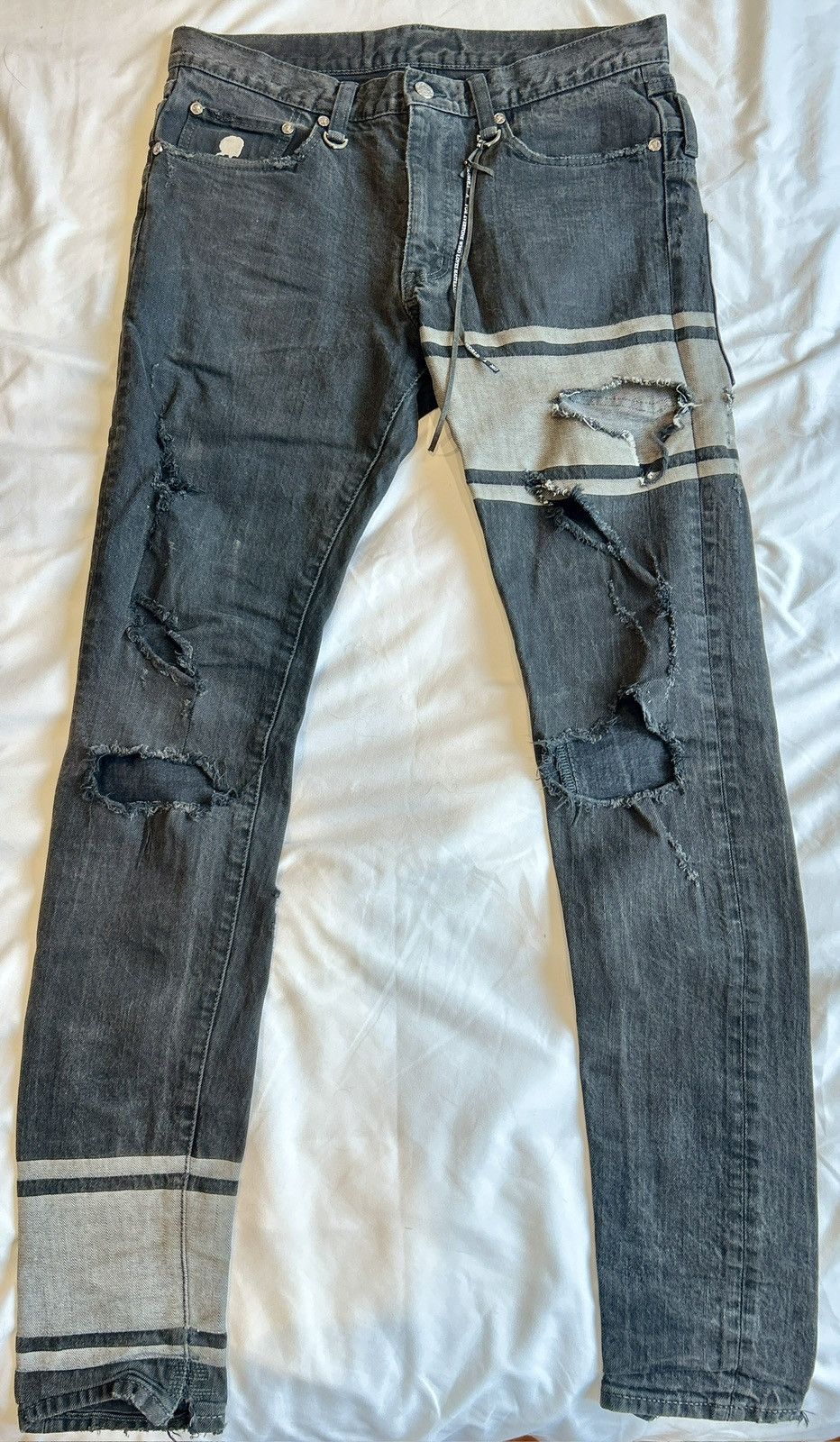 Mastermind Japan Rare Mastermind World Distressed Banded Denim Jeans Size US 29 - 3 Thumbnail