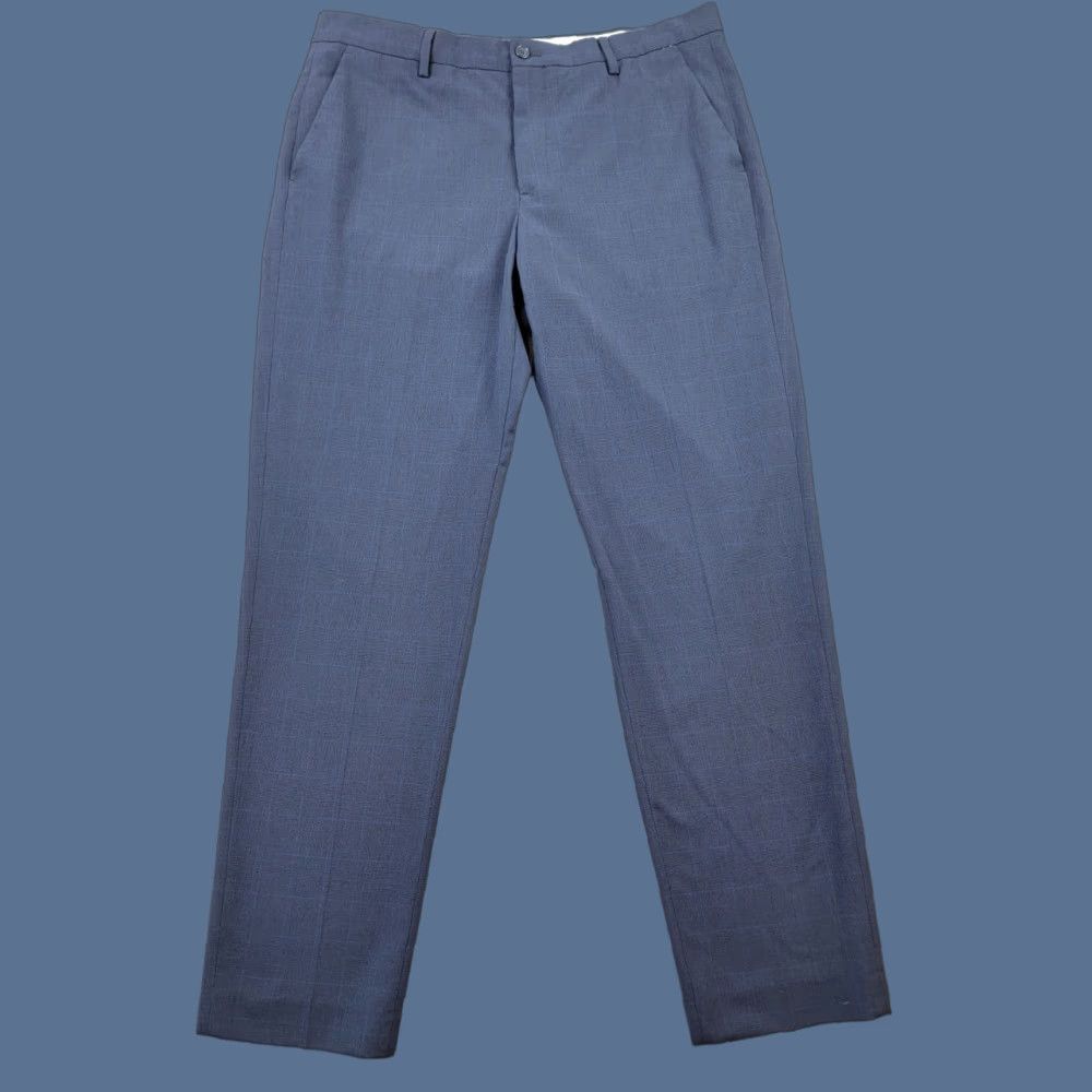 H&M  Zara H&M Men's Slim Fit Stretch Flat Front Dress Pants Navy Blue |  Grailed