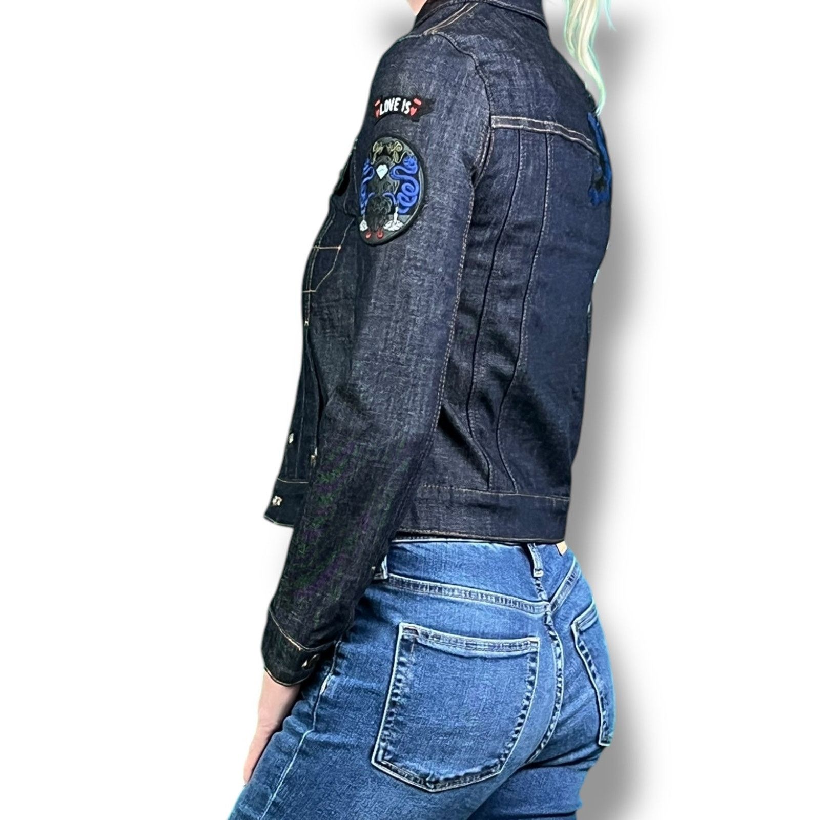 Zadig & Voltaire Zadig & Voltaire Women's XS Heart Snake Patch Denim Jacket Size XS / US 0-2 / IT 36-38 - 6 Thumbnail