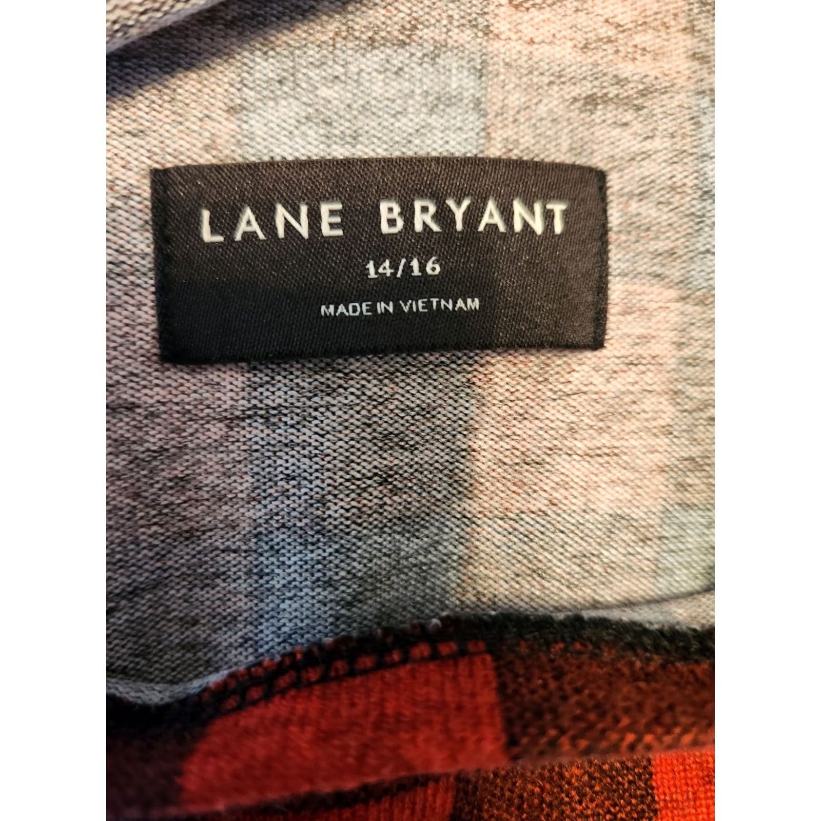Vintage Lane Bryant Top Womens 14/16 Mock Turtleneck Red Black Buffalo Check Size XL / US 12-14 / IT 48-50 - 5 Thumbnail