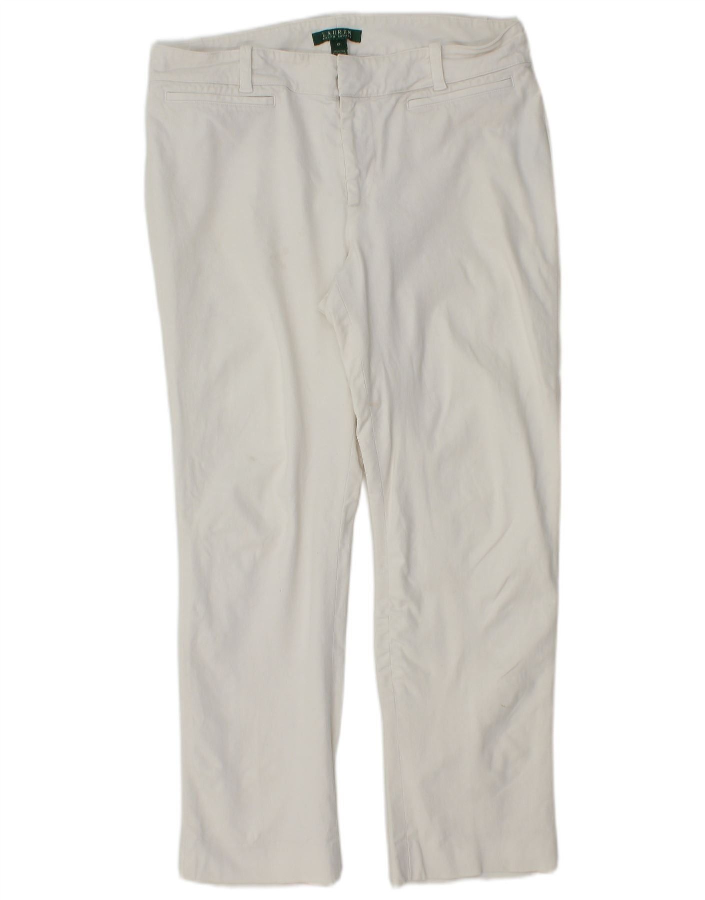 Ralph Lauren Womens Straight Casual Trousers US 12 Large W32 L27 White Size 30" / US 8 / IT 44 - 1 Thumbnail