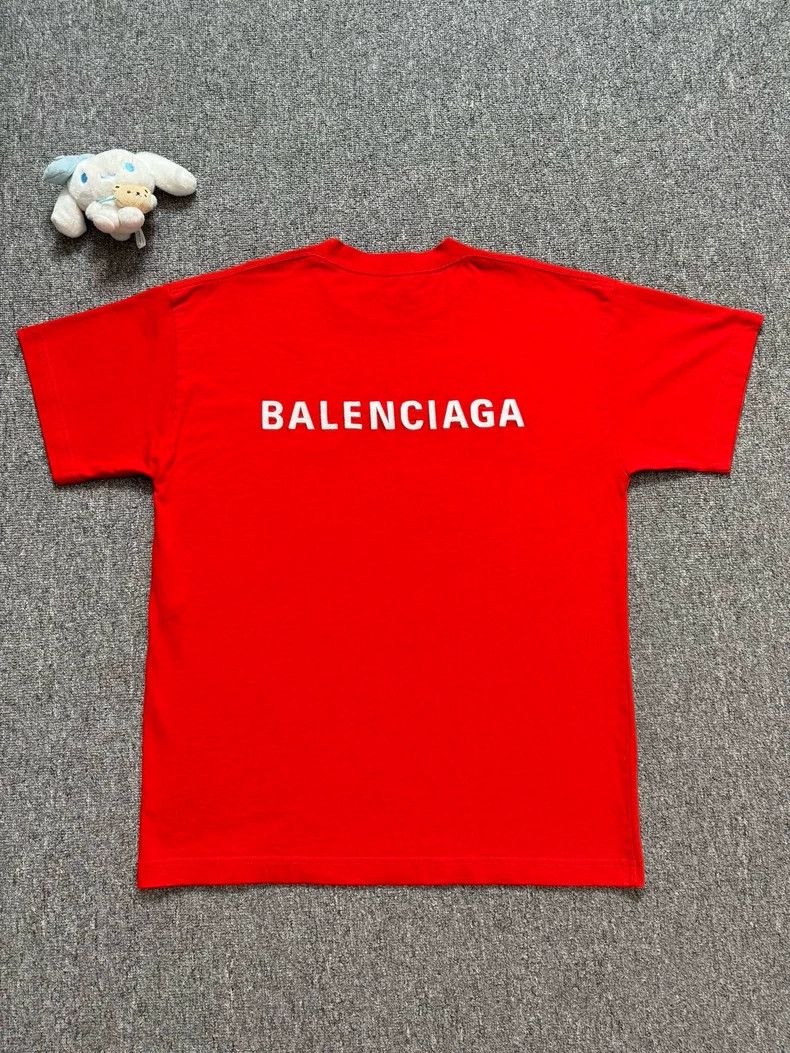 Balenciaga Balenciaga Red embroidered monogrammed logo short-sleeved T Size US M / EU 48-50 / 2 - 2 Thumbnail