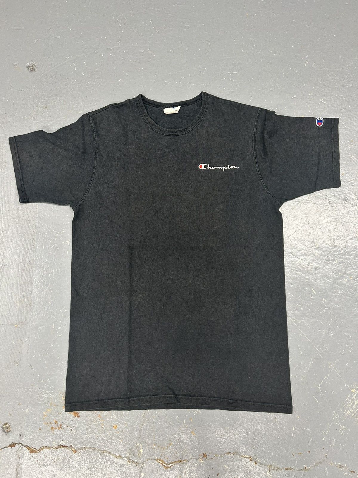 Champion Crazy Vintage Y2K Essential Black Champion Script Tee Shirt Size US M / EU 48-50 / 2 - 1 Thumbnail
