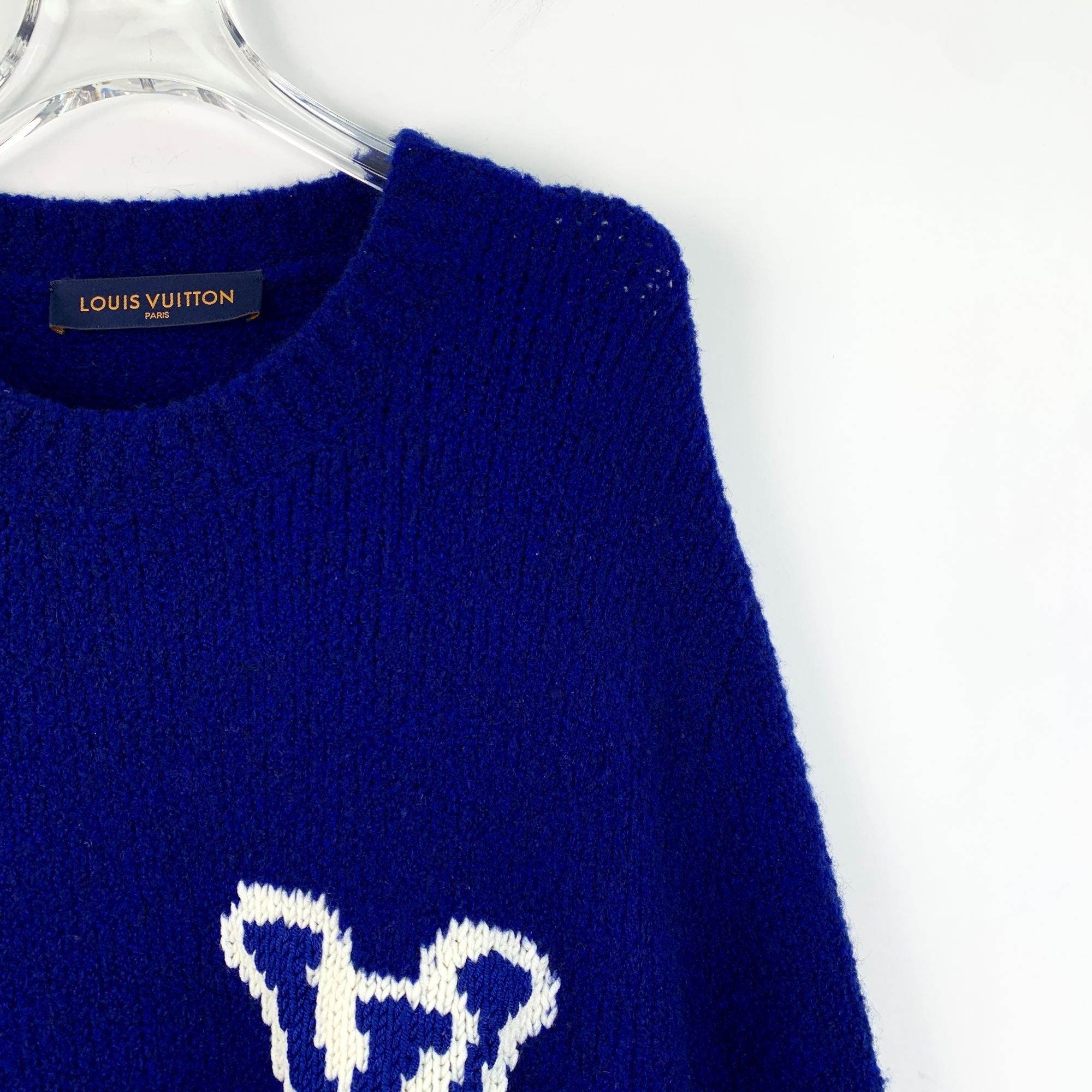 Louis Vuitton Louis Vuitton Dark Blue Logo Embroidered Woolen Round-Neck L Size US L / EU 52-54 / 3 - 6 Thumbnail