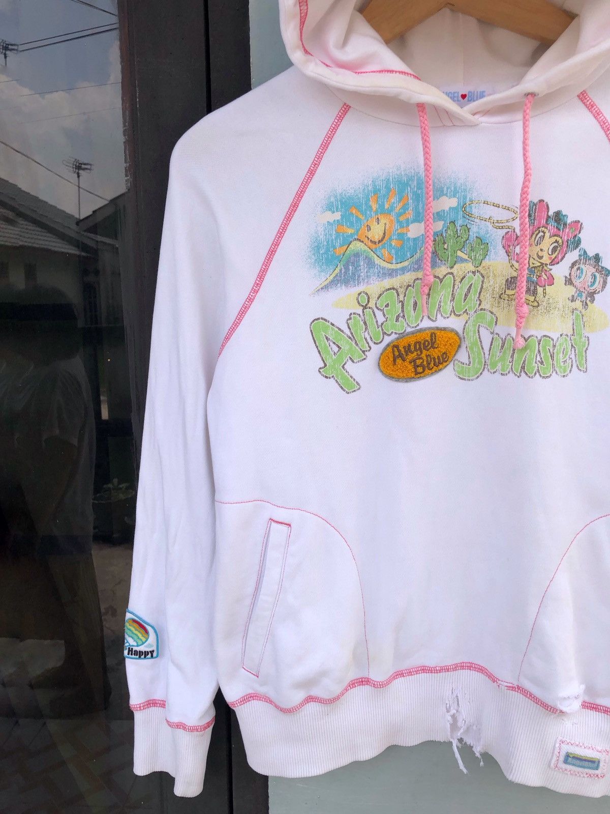 Angel Blue × Hysteric Glamour × Japanese Brand 2000s Angel Blue Distressed Hoodie Size US S / EU 44-46 / 1 - 3 Thumbnail