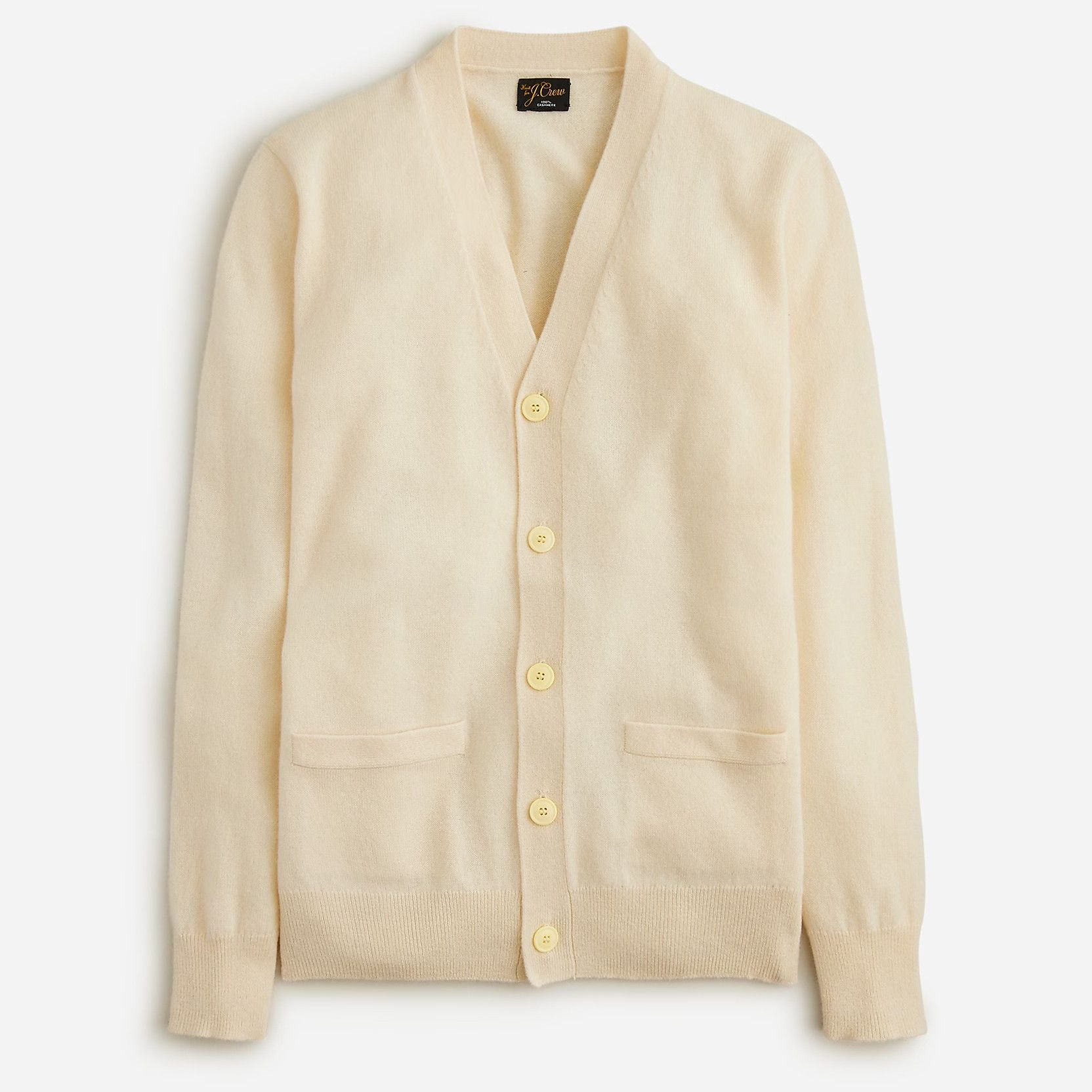 J. CREW Cashmere V-neck Cardigan Sweater Heather Vanilla