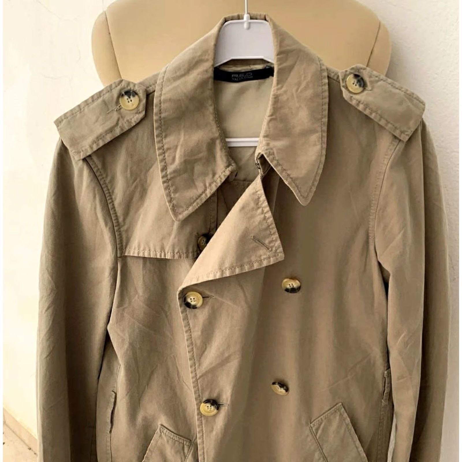 Valentino R.E.D. Valentino Trench Coat Double-Breasted Women L Beige Italy Cotton Coat Size L / US 10 / IT 46 - 5 Thumbnail