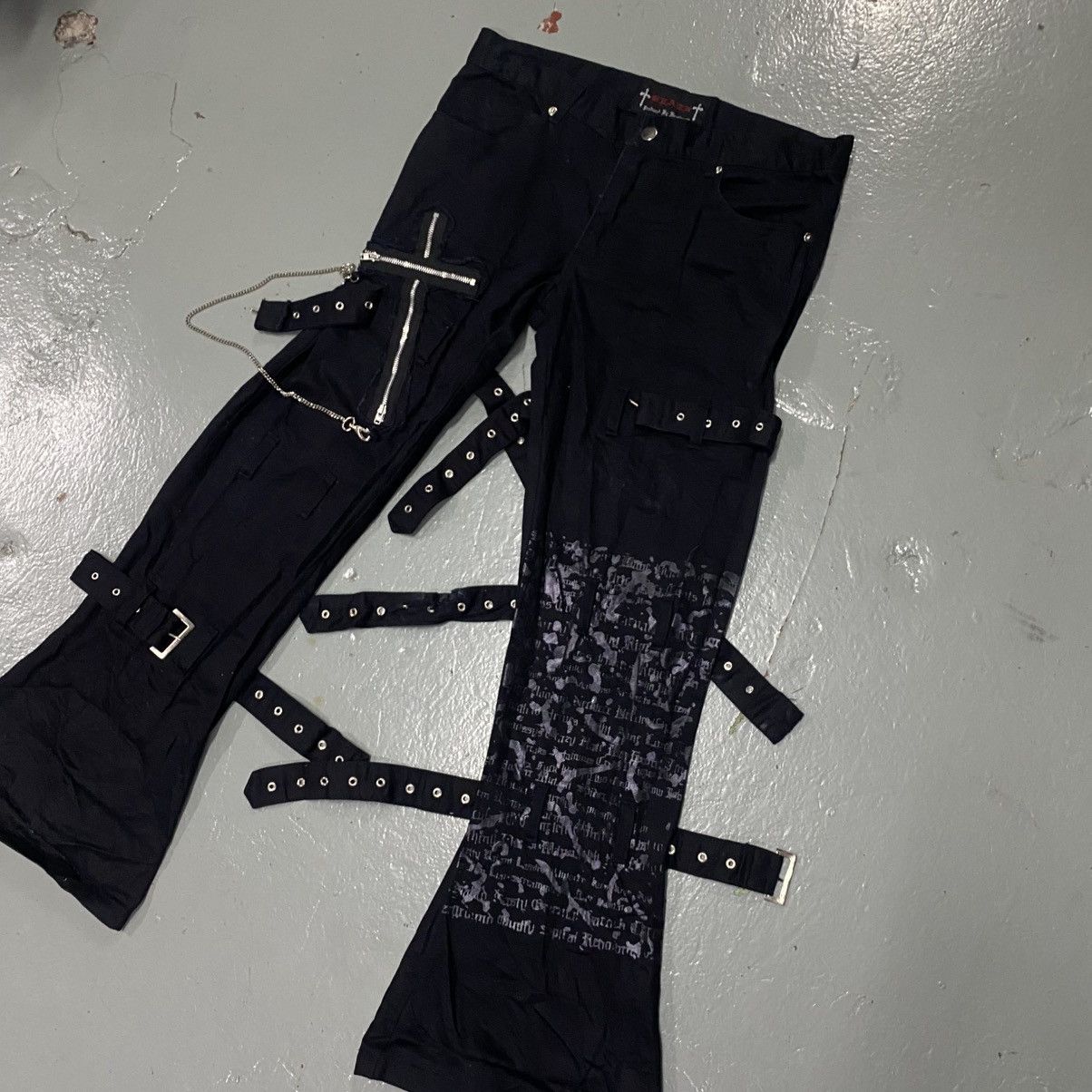 Vintage Reach Punk Bondage Pants Flare Jeans Emo Y2K Goth