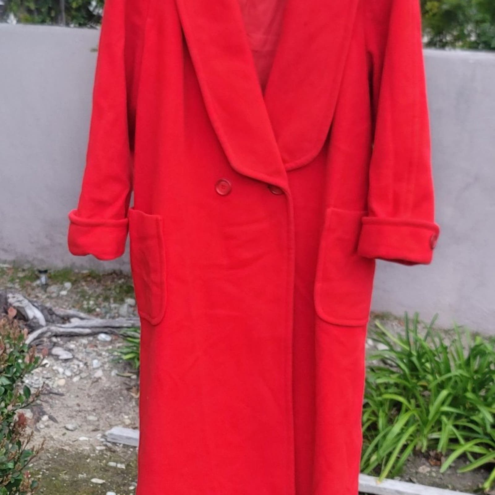 image of I Magnin VTG I. Magnin Wool Trench Coat in Red, Women's (Size XL)