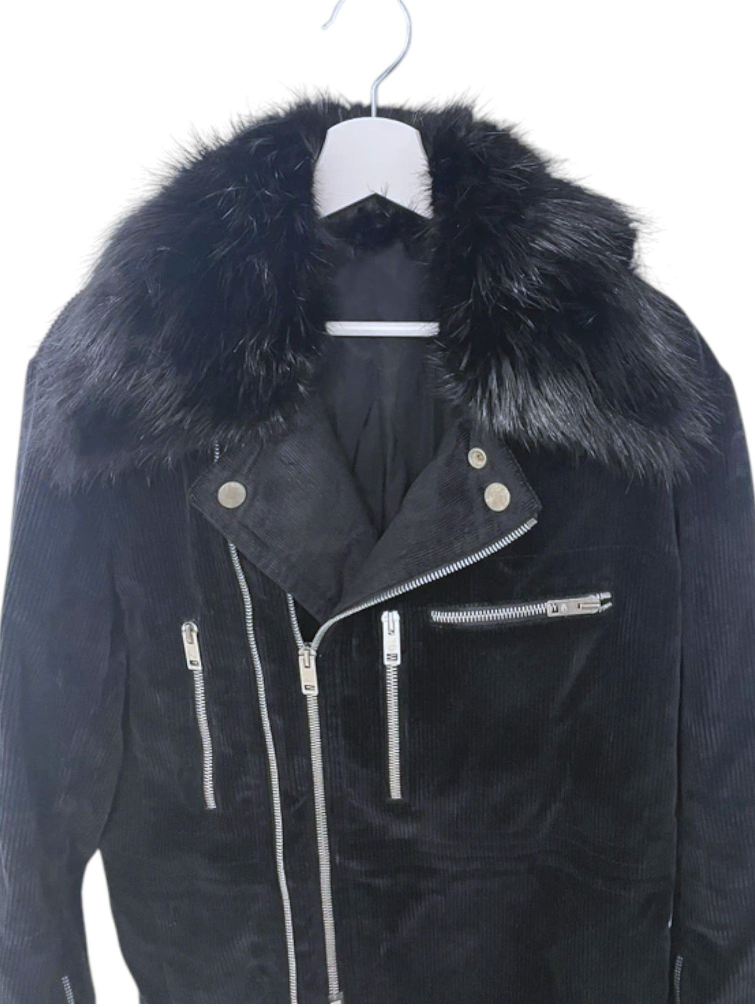 Gucci Gucci Black Corduroy Biker Jacket with Fur Collar, Italy Size US S / EU 44-46 / 1 - 4 Thumbnail