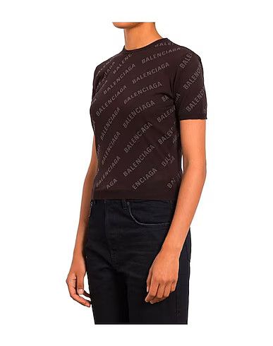 Balenciaga o1mt1gz0924 Mini Allover Logo Short Sleeve Crop Sweater Size S / US 4 / IT 40 - 2 Thumbnail