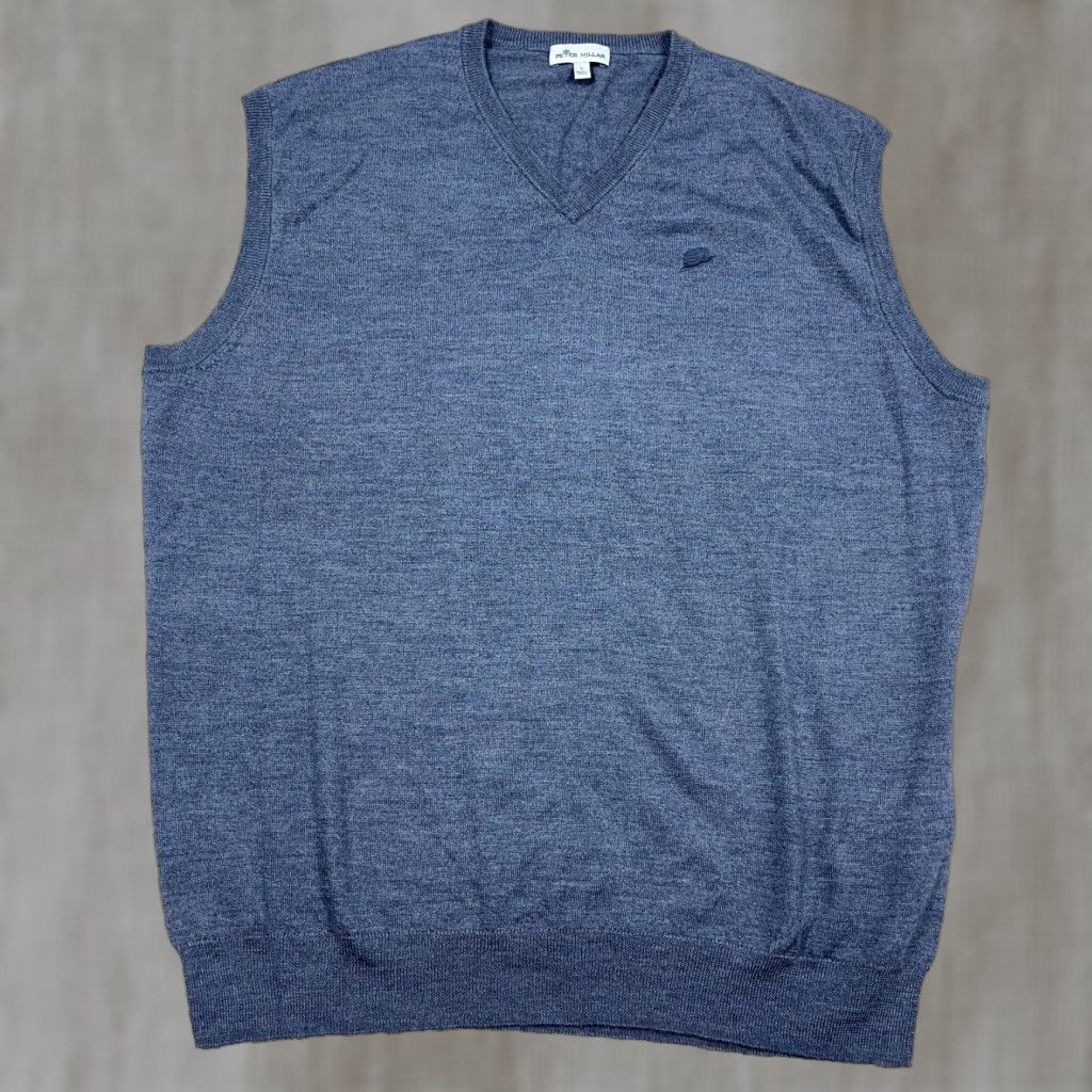 Peter Millar Peter Millar Sweater Vest Men Large Gray Merino Wool Lyocell Bend Knit V Neck Vest Size US L / EU 52-54 / 3 - 1 Thumbnail
