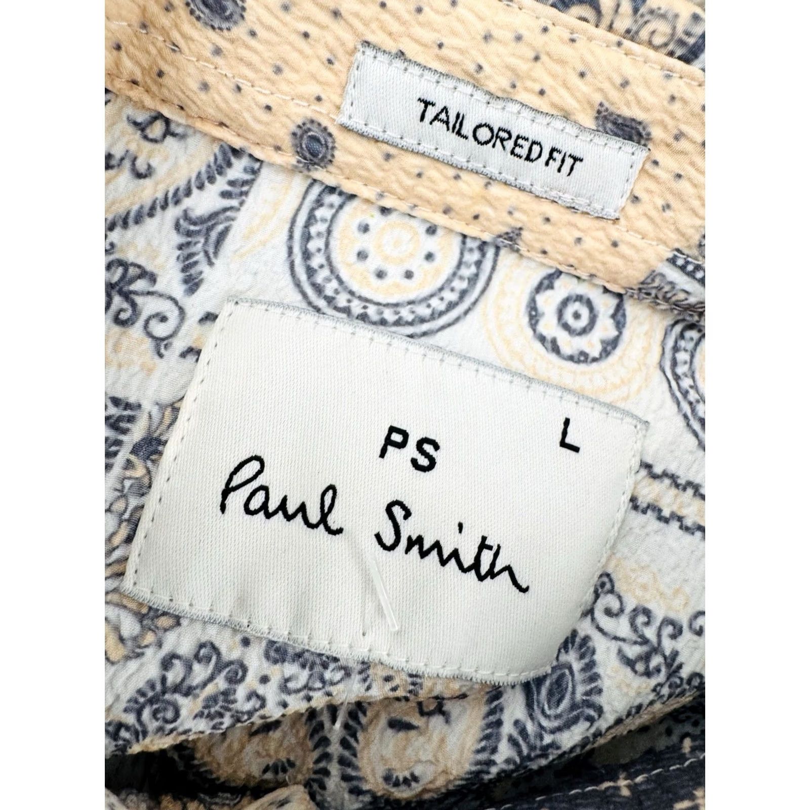 Paul Smith PAUL SMITH Paisley Papier Mache Mens L Tailored Fit Shirt Long Sleeve Button-Up Salmon Gray EXCELLENT Size US L / EU 52-54 / 3 - 5 Thumbnail