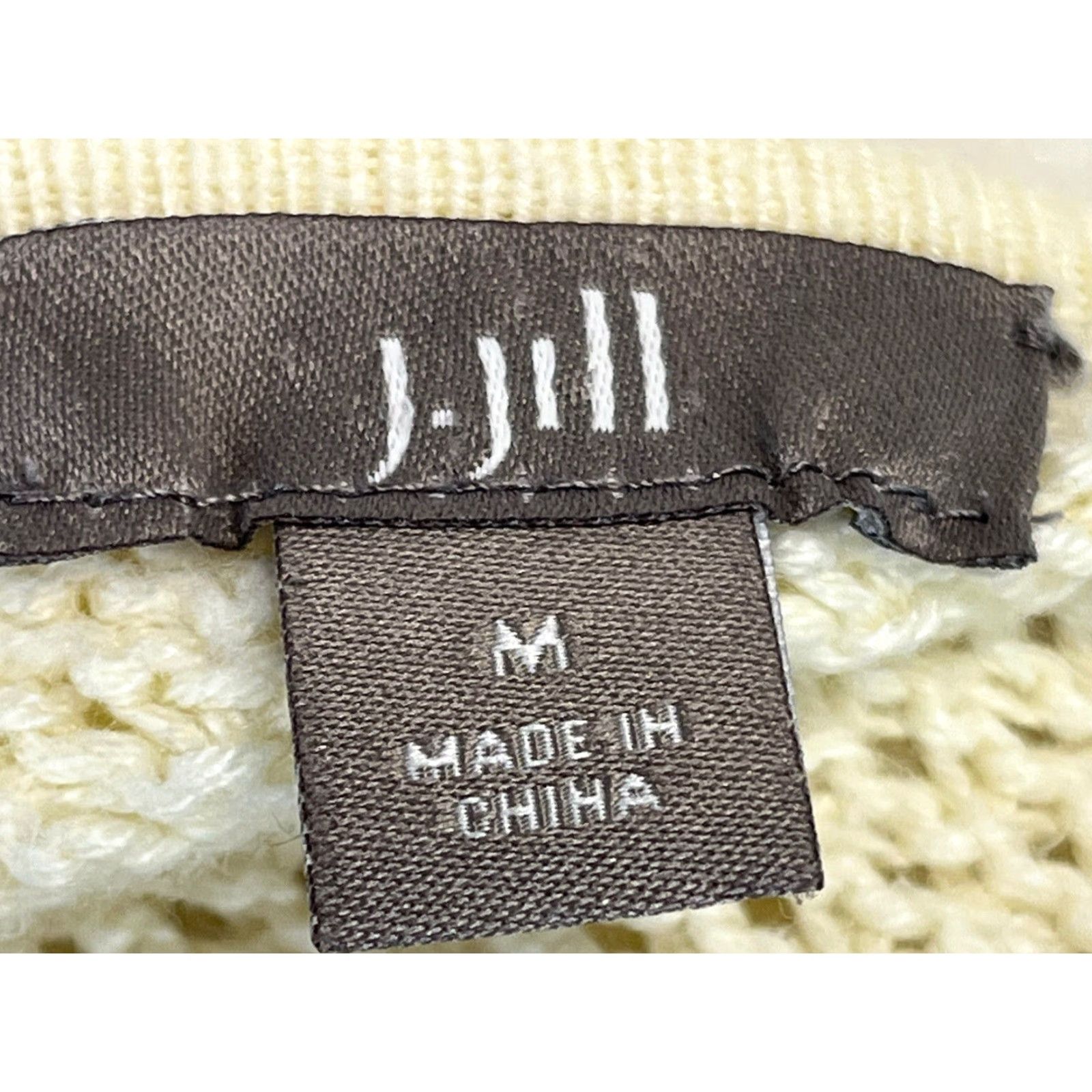 J. Jill VINTAGE J. Jill Womens Knit Cardigan Sweater Sz Medium Ivory Open Front Casual Fall Size M / US 6-8 / IT 42-44 - 6 Thumbnail