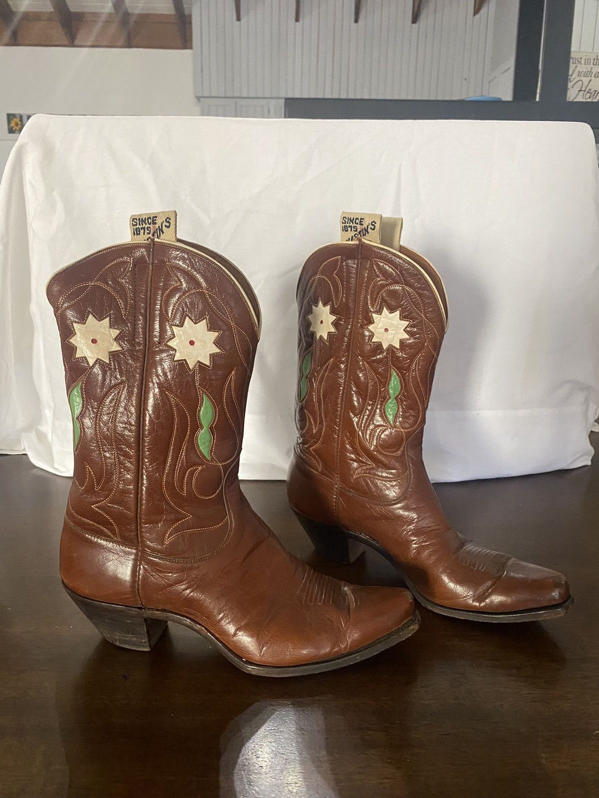 Justin Boots × Vintage VINTAGE 1940s H.J. Justin & Sons/Ft Worth TX/Boots Sz 5-6? Size US 5.5 / IT 35.5 - 1 Thumbnail