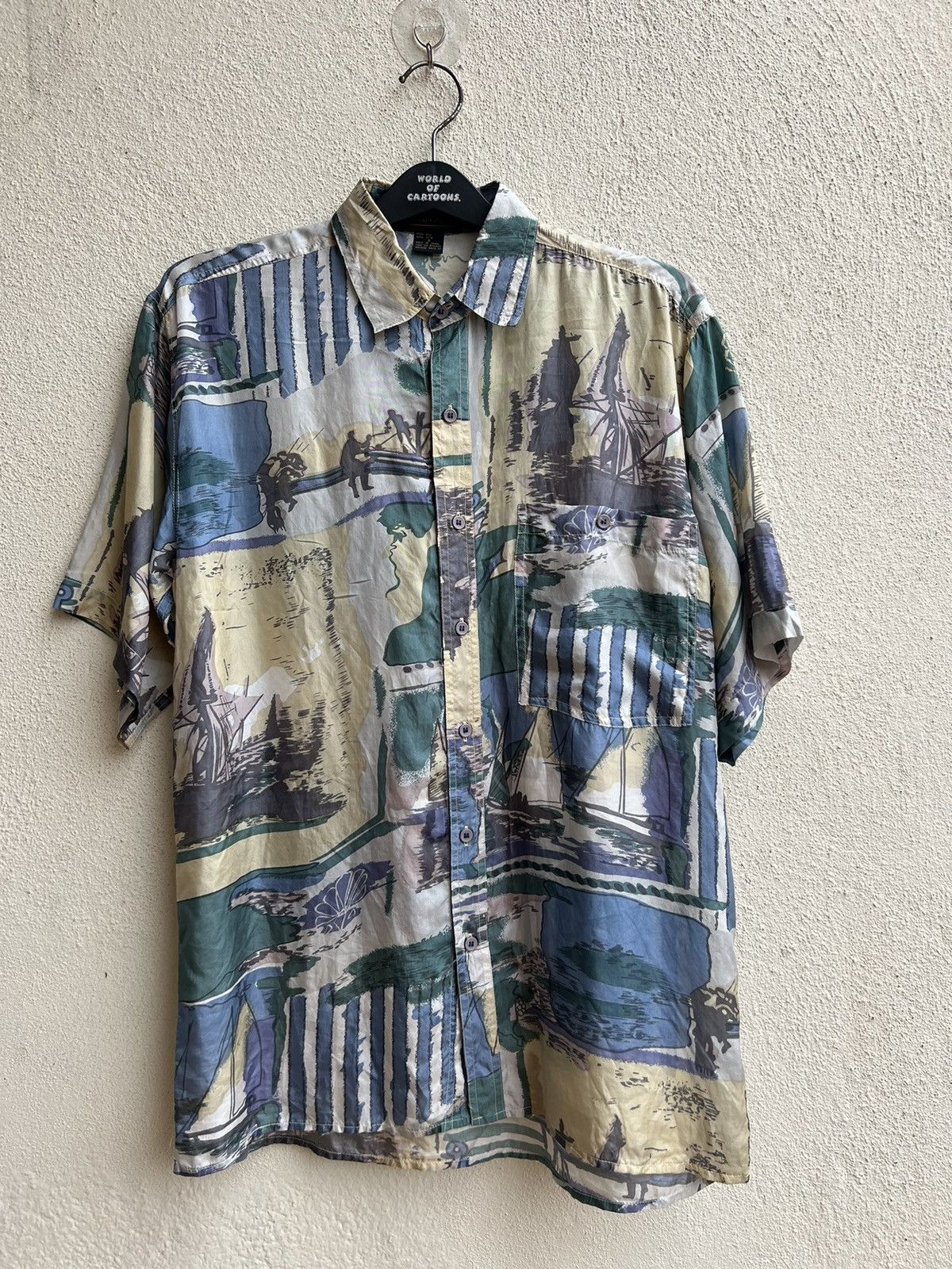 Vintage RARE! Vintage 90s PURE 100% Silk Oversized Hawaiian Shirt Size US M / EU 48-50 / 2 - 5 Thumbnail