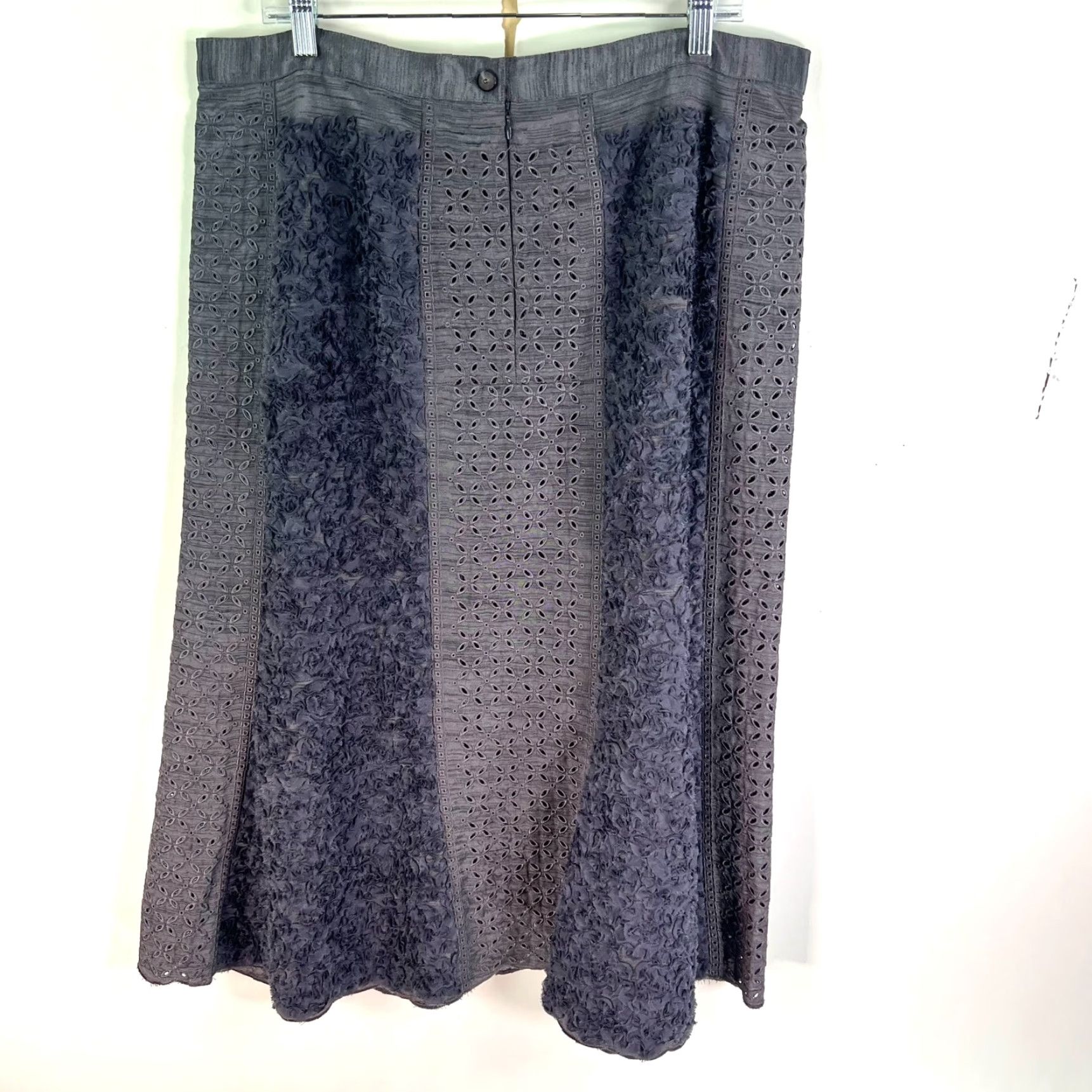 Vintage J Song Skirt Womens 16 Gray/Purple Boho Peasant Patchwork A Line Maxi Flared Size 38" / US 16 / IT 52 - 6 Thumbnail