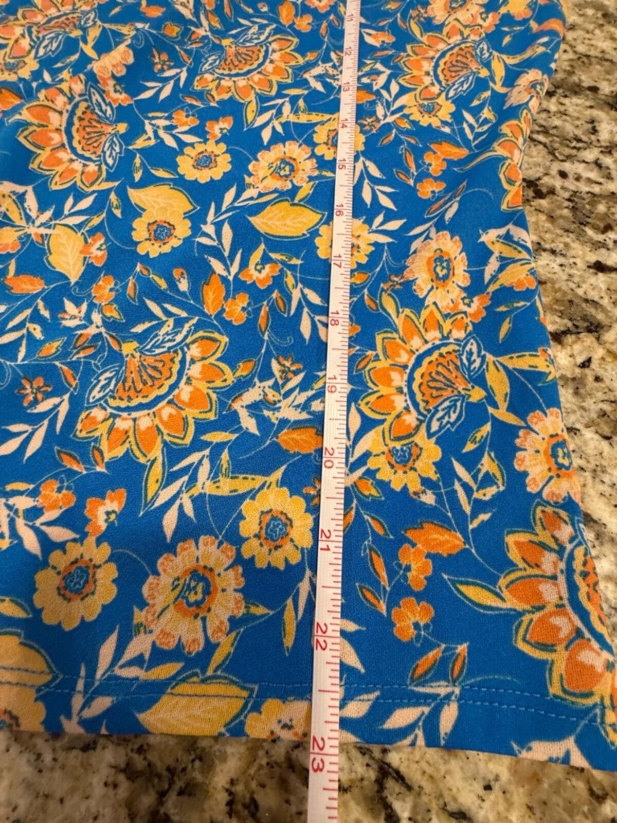 L'Eclaireur Eclair blue & yellow floral top short ruffled sleeves SZ LG Size L / US 10 / IT 46 - 8 Thumbnail