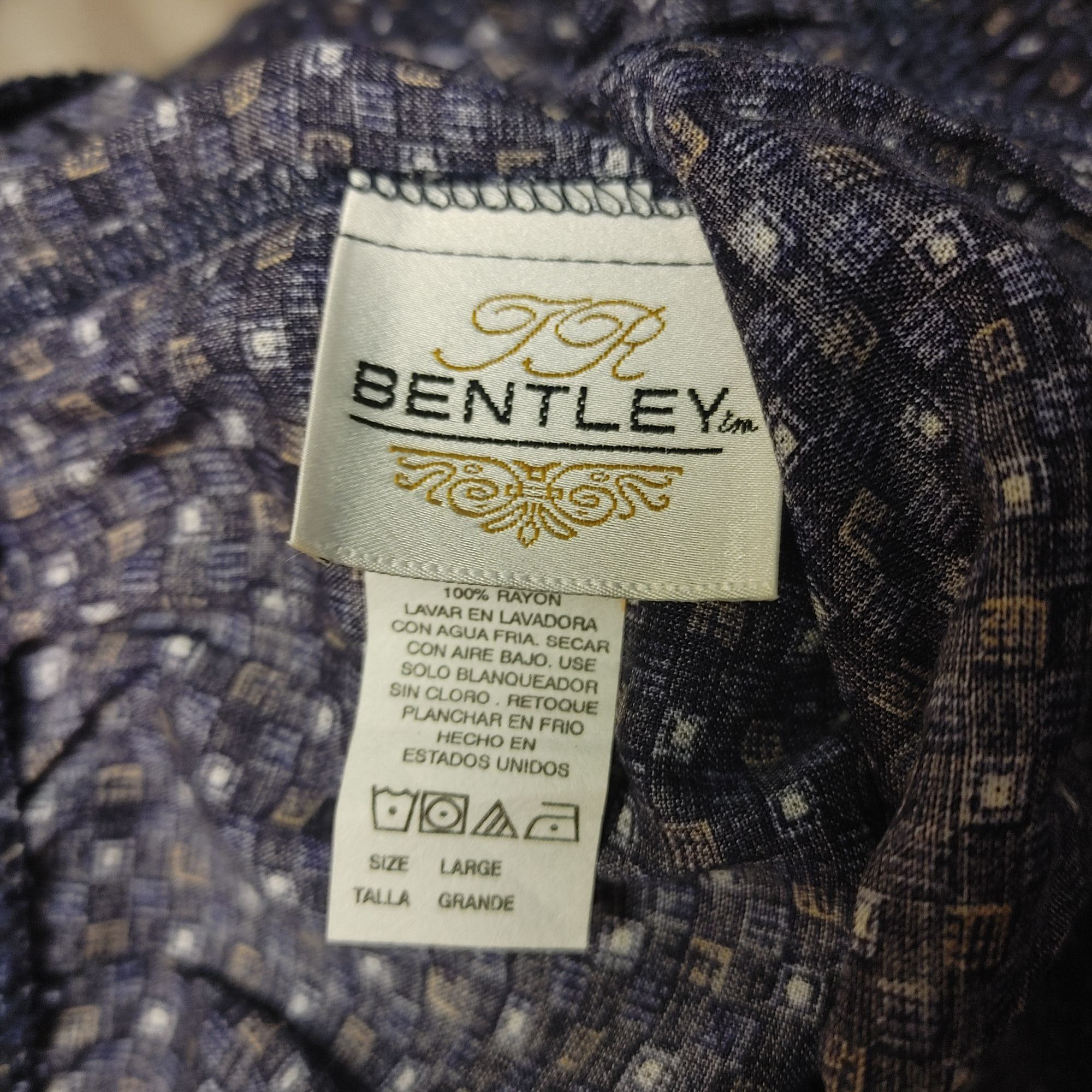 Bentley JR Bentley Women's Blue/Gold Print Rayon Dress Pants Large Size 36" / US 14 / IT 50 - 2 Thumbnail