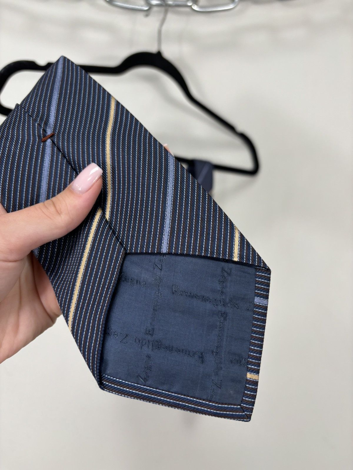 Ermenegildo Zegna Ermenegildo Zegna Men’s Navy Blue Striped Luxury Silk Tie Size ONE SIZE - 4 Thumbnail