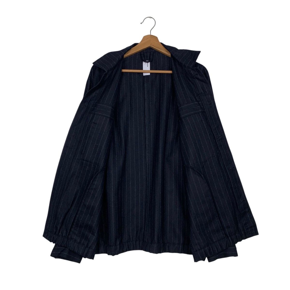 Japanese Brand BENINE Dark Blue Wool Pinstripe Jacket #2698-C121 Size US L / EU 52-54 / 3 - 11 Thumbnail