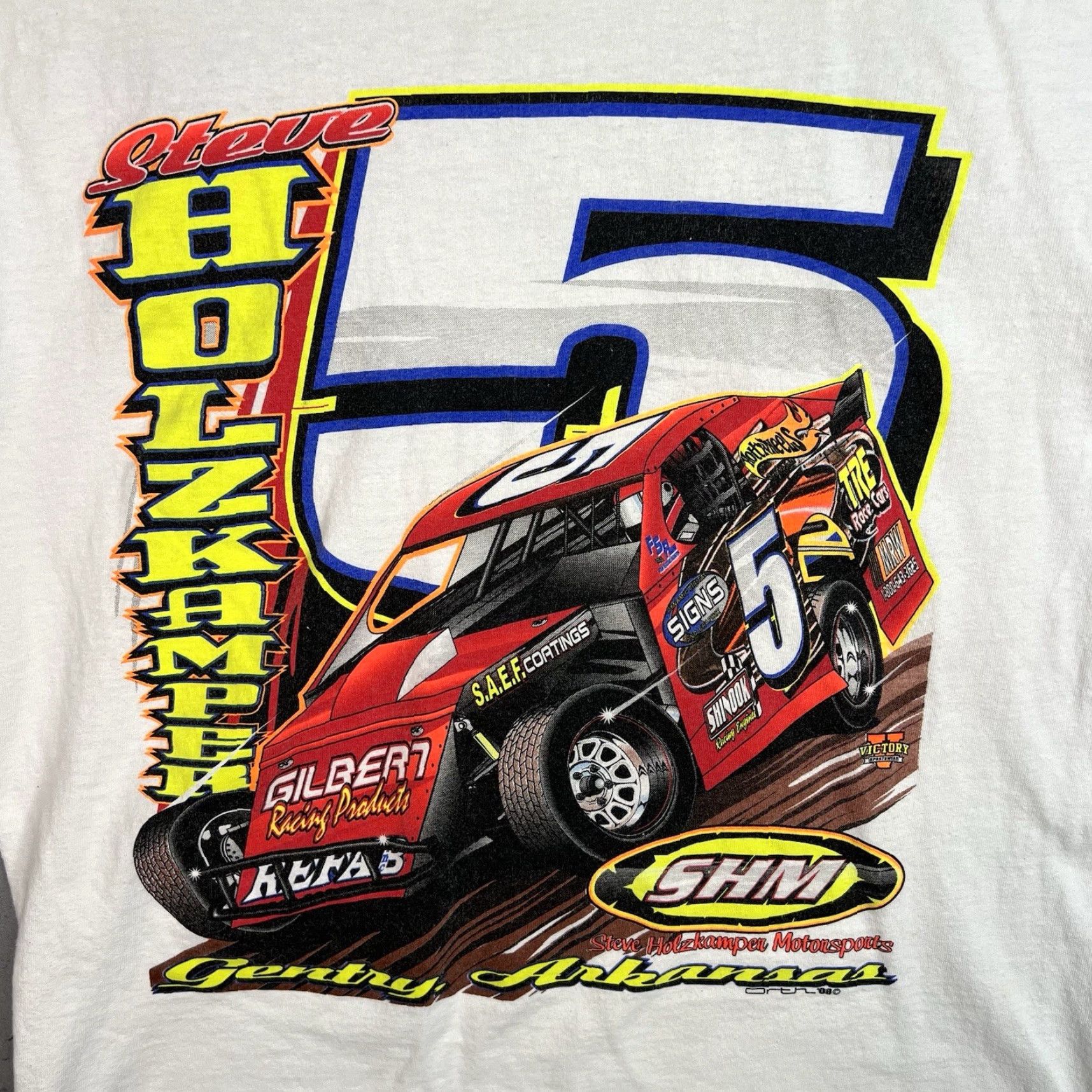 Gildan VINTAGE Steve Holzkamper Sprint Car Racing Shirt Adult Medium White Mens Size US M / EU 48-50 / 2 - 5 Thumbnail