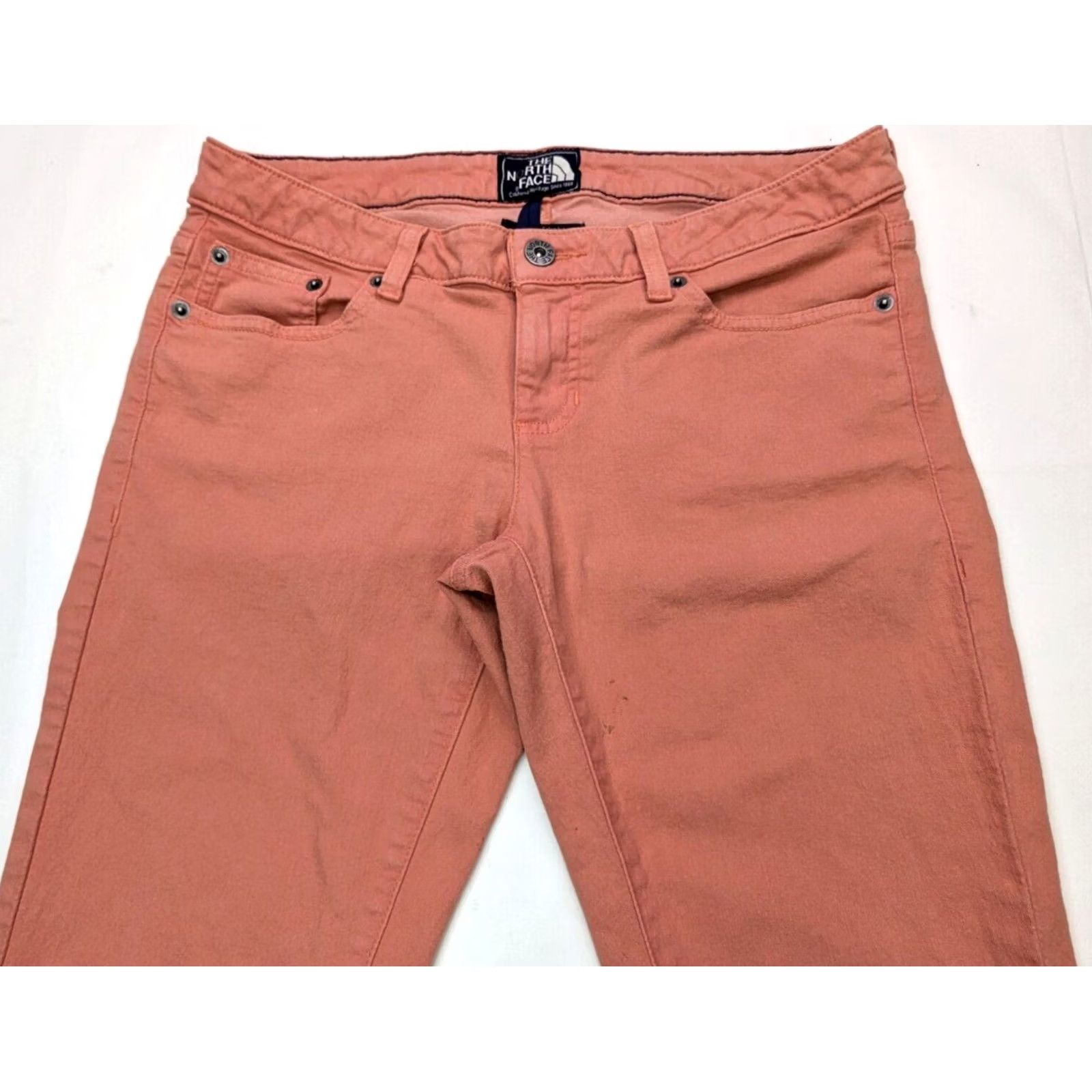The North Face The North Face Jeans Women's 4 Reg (30x33) Low Rise Skinny Coral Denim Spring Summer Slim Stretch NWT USA Pattern Solid Logo Button Zipper USA Theme Size 27" / US 4 / IT 40 - 4 Thumbnail