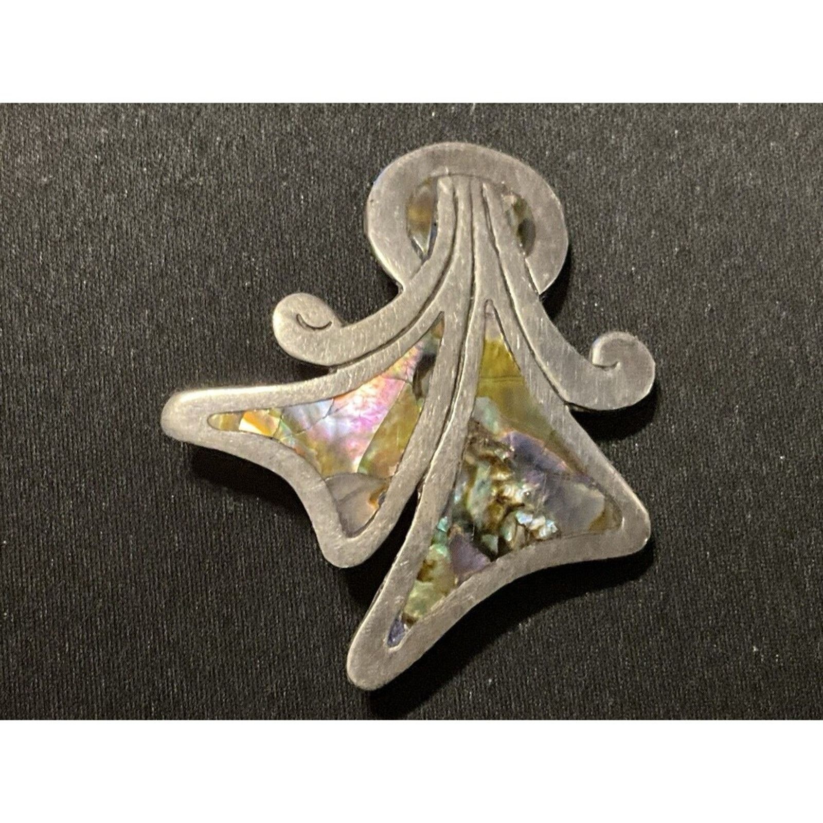 Other Vintage Sterling Mexico Abalone Brooch, Great Patina Size ONE SIZE - 2 Thumbnail