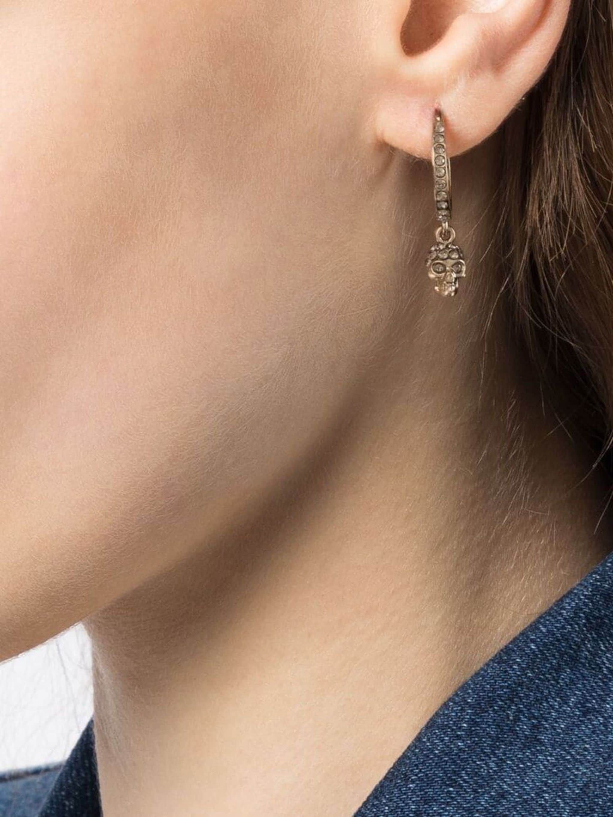 Alexander McQueen o1s22i1n1024 Size: OS / Skull Hoop Earrings in Gold Size ONE SIZE - 2 Thumbnail