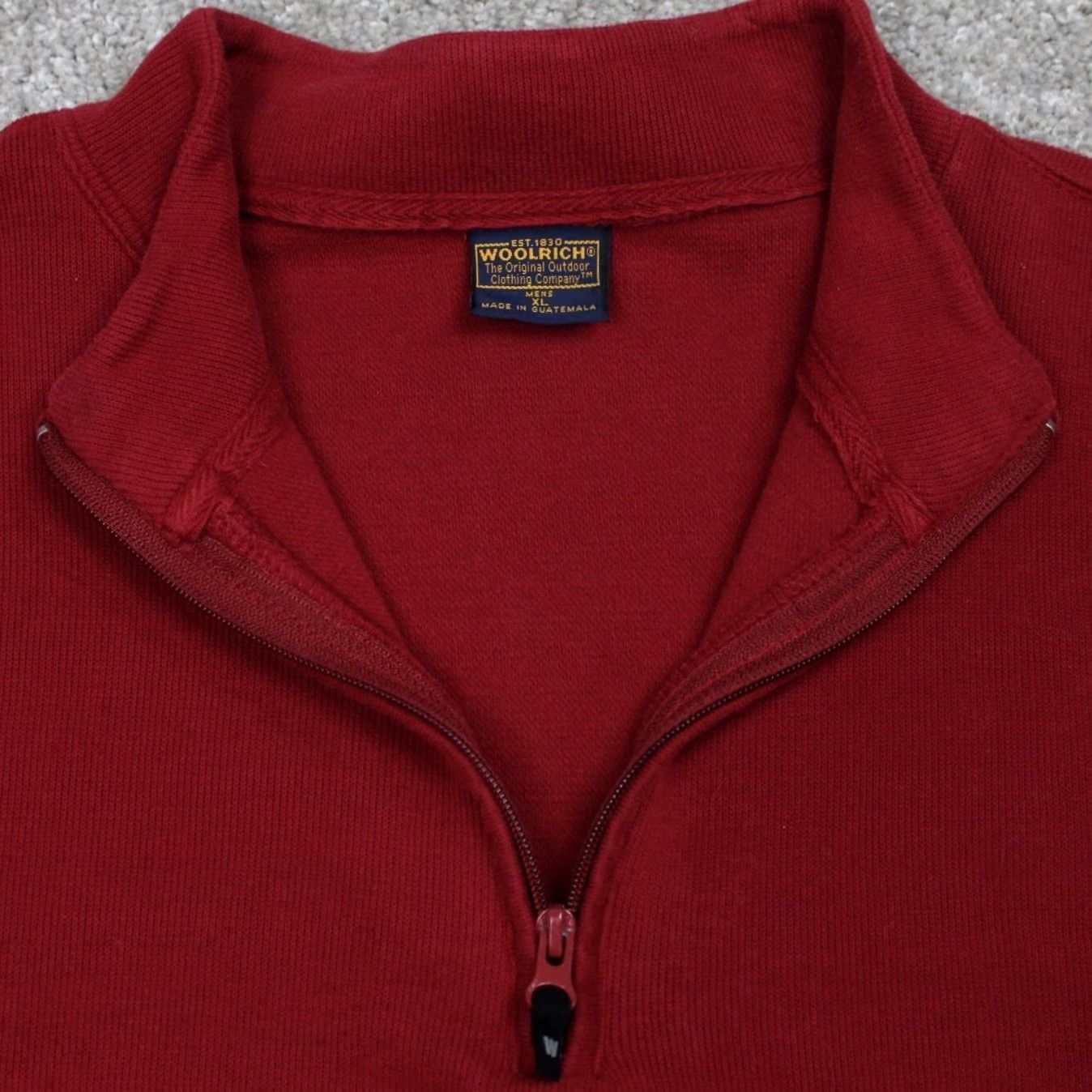 Vintage Woolrich Sweatshirt Mens XL Red 1/4 Zip Cotton L/S Pullover Sweater Q Zip Size US XL / EU 56 / 4 - 6 Thumbnail