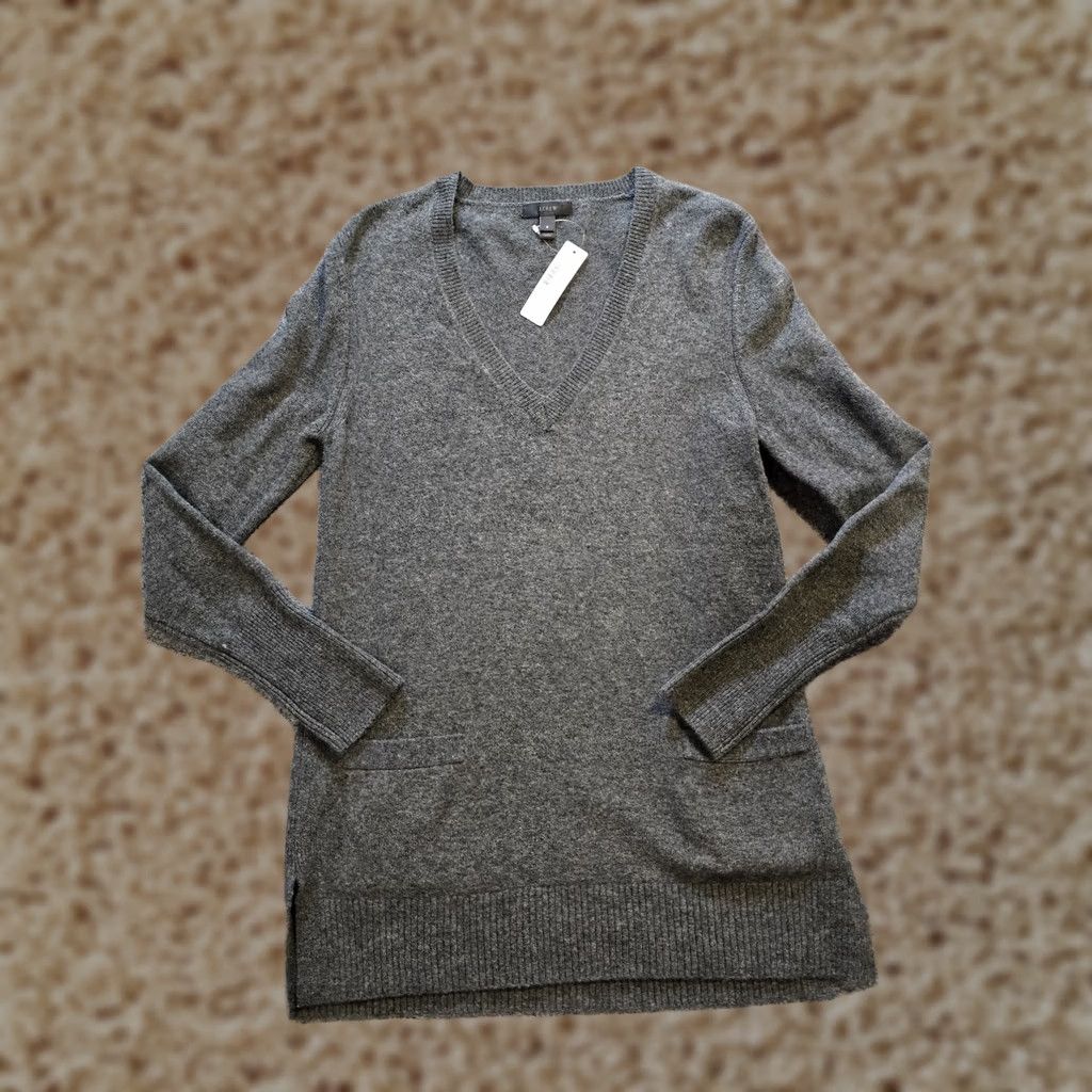 J.Crew J.CREW Sweater Top Womens Small Gray Alpaca Wool Tunic Pocket Long Sleeve Casual Size S / US 4 / IT 40 - 1 Thumbnail