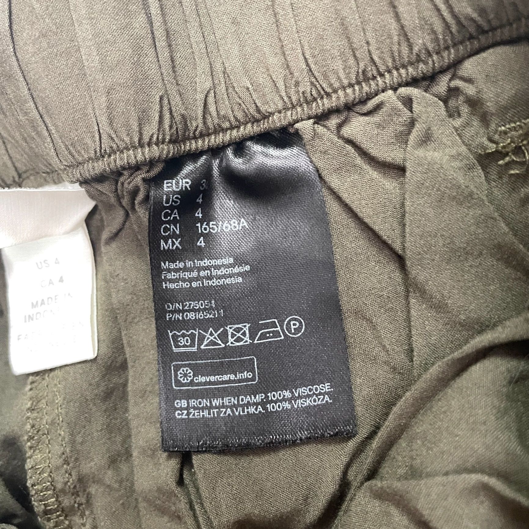 H&M H&M Paperbag Cropped Pants Womens 4 Army Green Tapered High Rise Elastic 24x24 Size 27" / US 4 / IT 40 - 6 Thumbnail