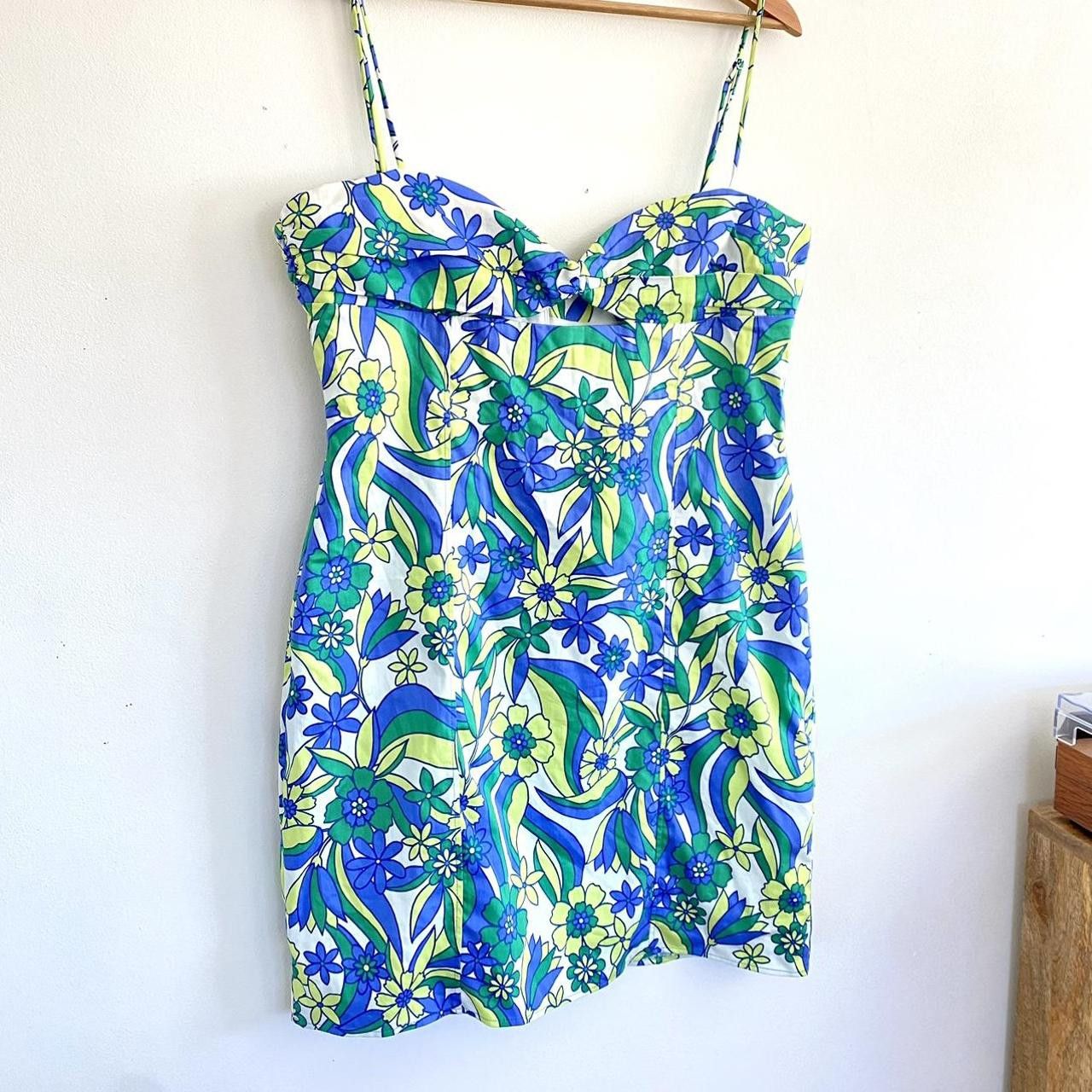 Vintage RETRO MINI DRESS 70S FLORAL MINI CUTOUT DRESS SIZE LARGE XL Size L / US 10 / IT 46 - 3 Thumbnail