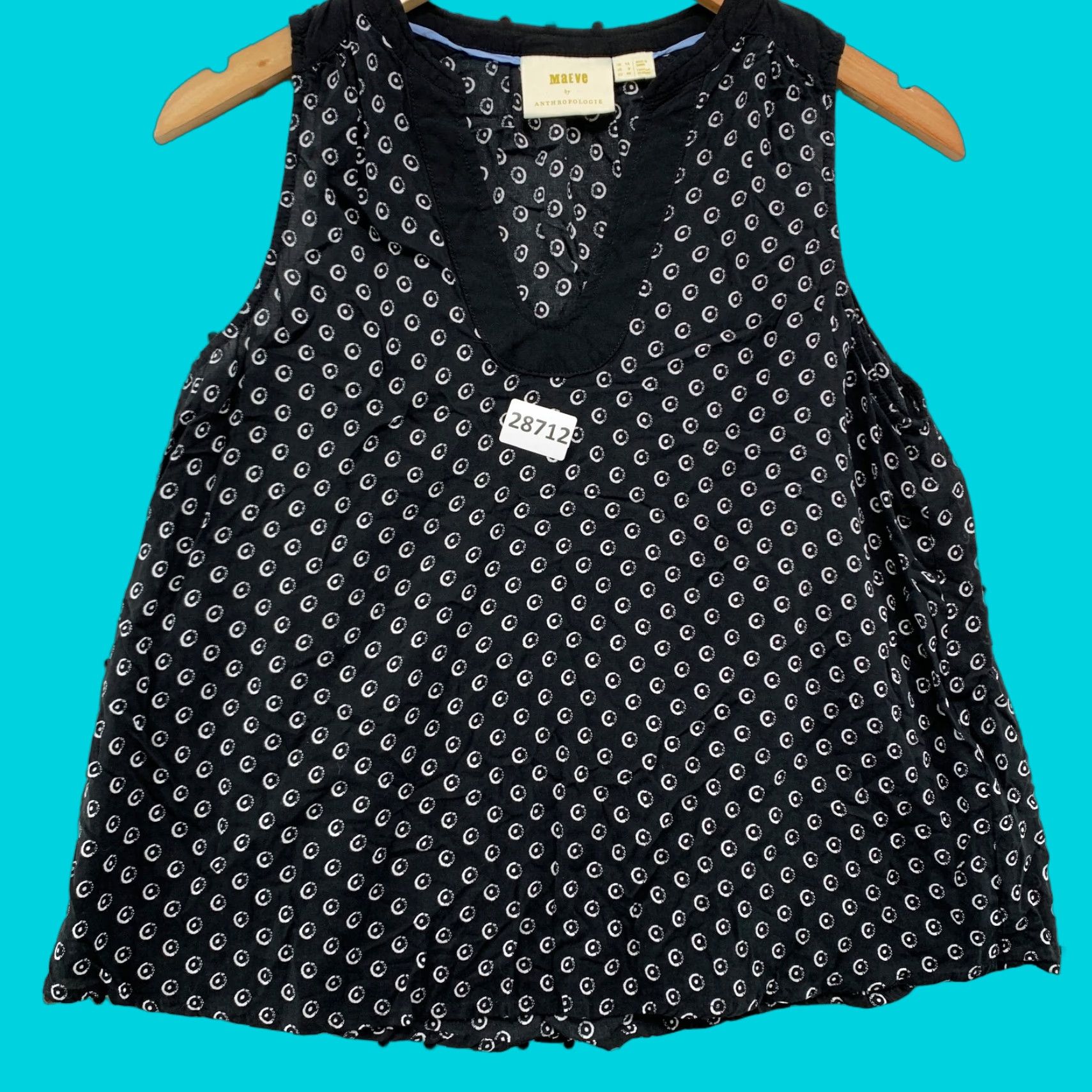 Vintage VINTAGE Anthropologie Maeve Tank Top Women Size 8 Sleeveless V-Neck Polka Dot Black White 17x22 Size M / US 6-8 / IT 42-44 - 1 Thumbnail