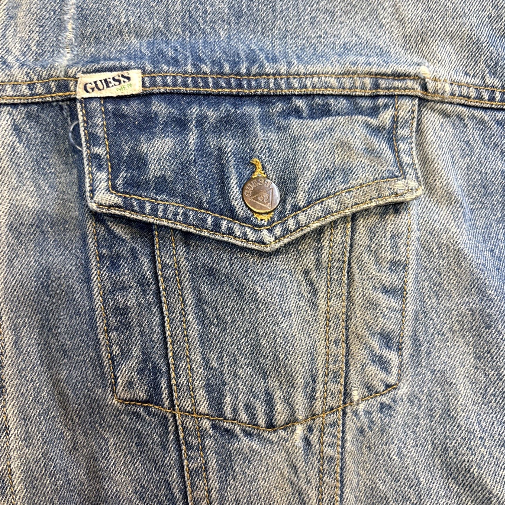 Vintage VINTAGE Guess by Georges Marciano Denim Jean Jacket L Blue 90s Distressed Mens Womens Unisex Adults Jacket Size US 33 - 3 Thumbnail