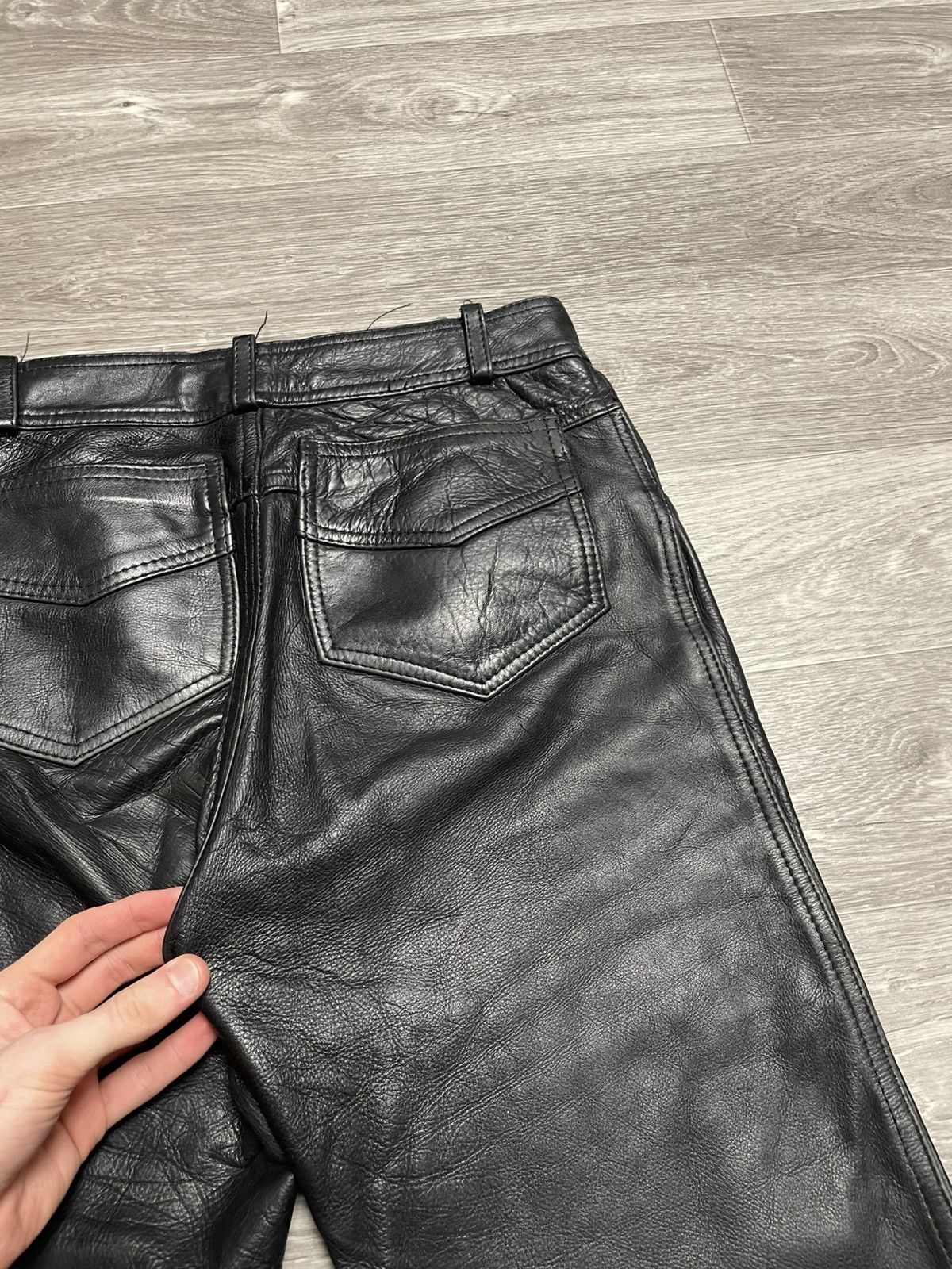 Genuine Leather Vintage Moto Real Leather Black Pants Size US 29 - 22 Thumbnail