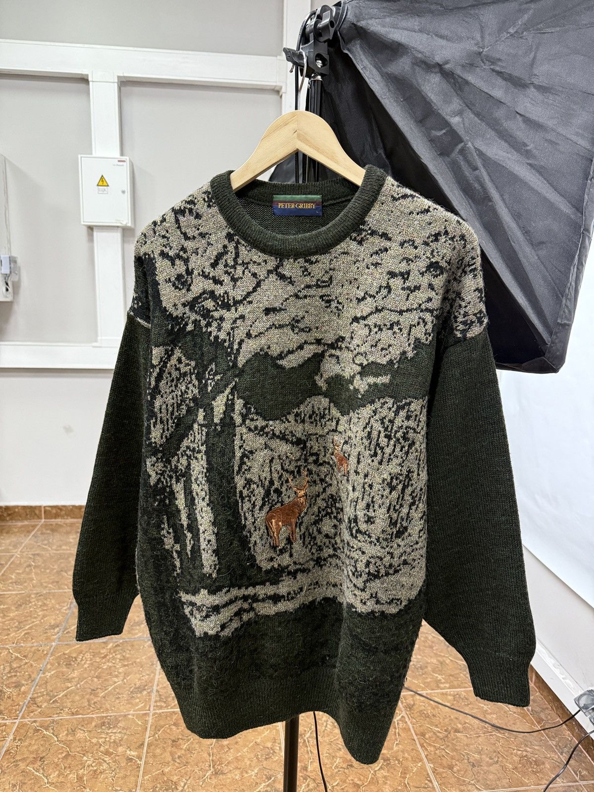 Carlo Colucci 🇬🇧 Vintage 90s Peter Gribby Hunting Sweater Retro Rare Size US L / EU 52-54 / 3 - 1 Thumbnail