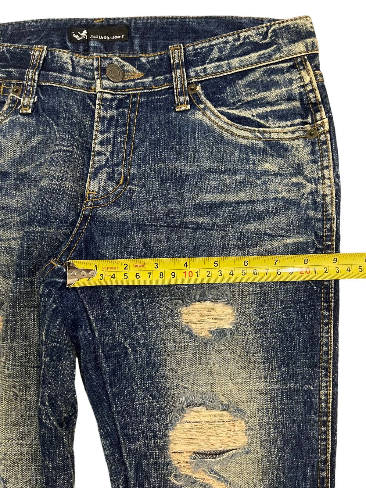 14th Addiction Vintage Japanese Brand Blue Wash Distressed Flare Jeans Size US 30 / EU 46 - 13 Thumbnail