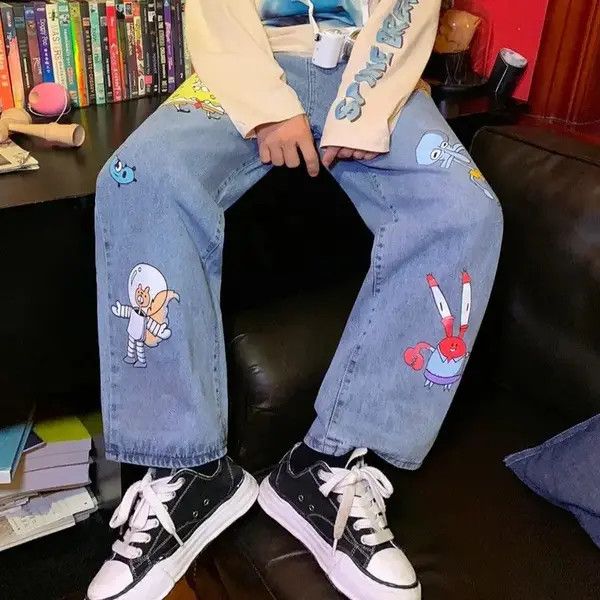 VIBE Straight Cartoon Streetwear Jeans Sponge Bob Hip Hop Style Size US 30 / EU 46 - 2 Thumbnail