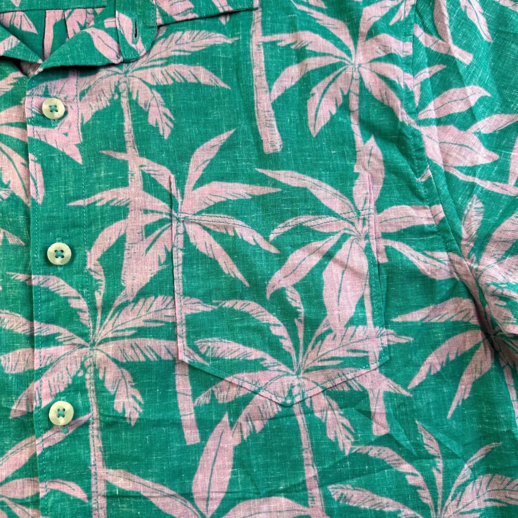 Tommy Bahama Tommy Bahama Shirt Large Green Camp Linen Blend Floral Palms Mens Size US L / EU 52-54 / 3 - 4 Thumbnail